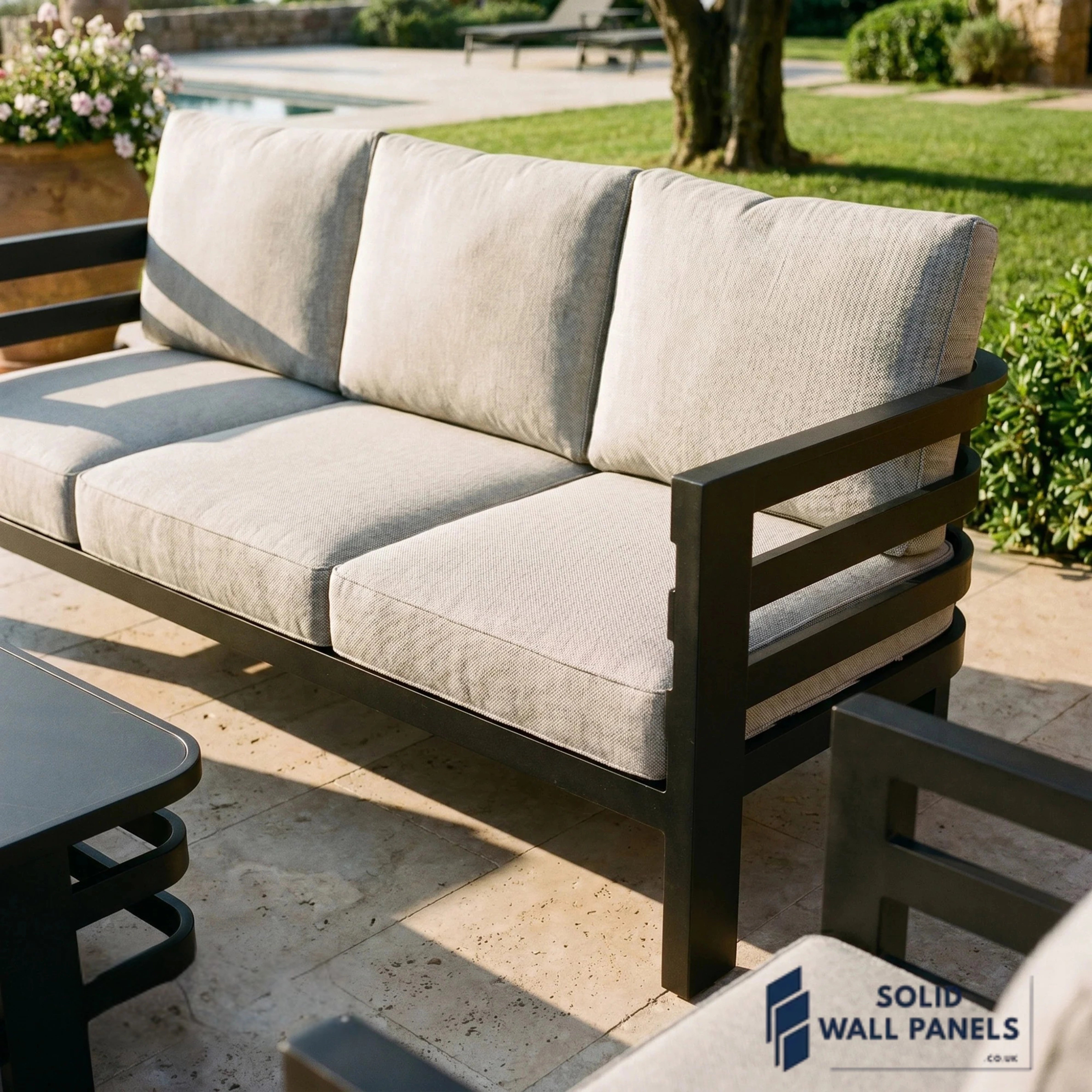 Andros 5 Seater Aluminium Garden Lounge Set – Luxury Outdoor Sofa Set with Sintered Stone Coffee Table