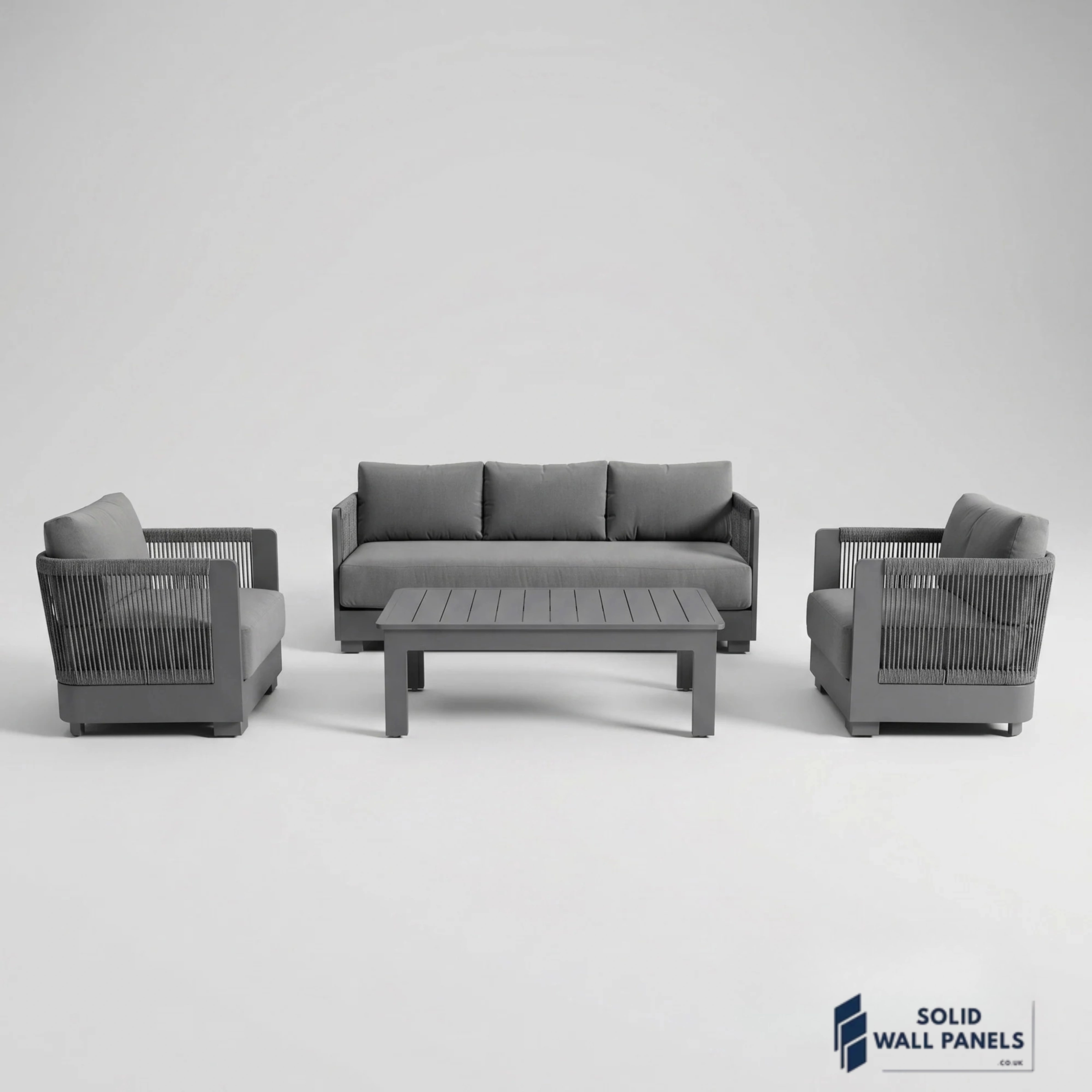 Ares 5-Seater Luxury Lounge Set – Onyx Aluminium Garden Sofa Set with Pebble Grey Cushions