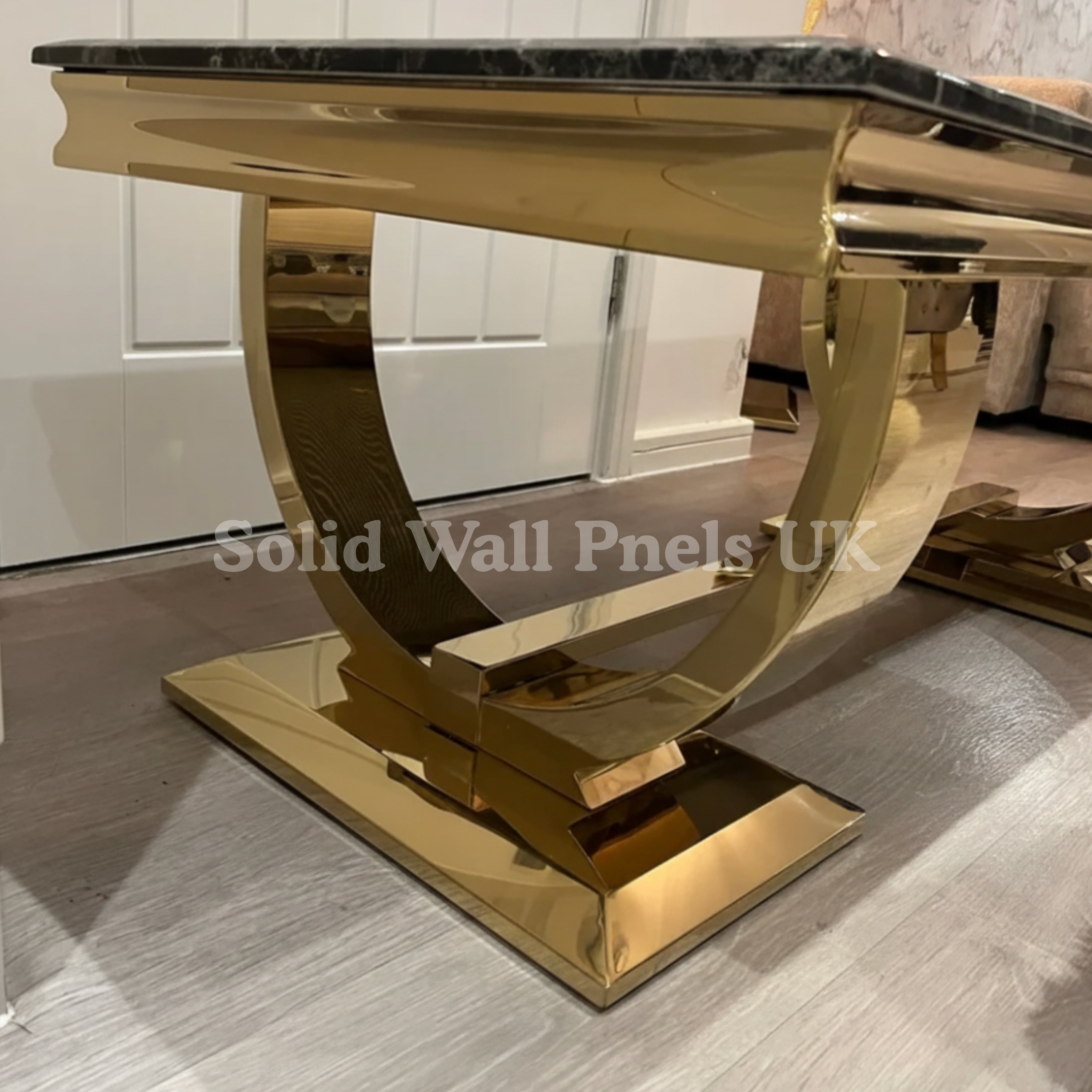 Arianna Gold Coffee Table with Black Marble Top – Luxury Modern Centrepiece