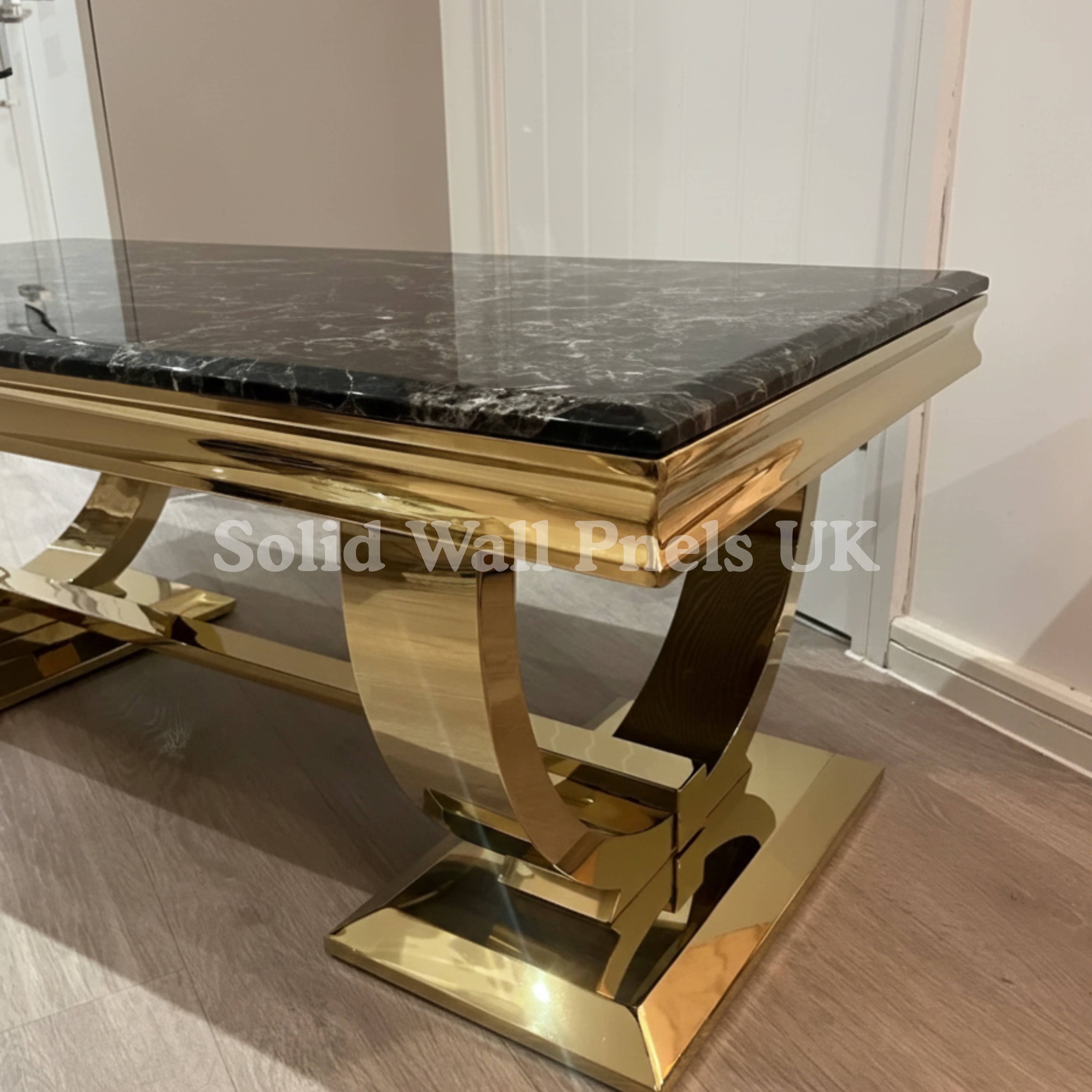 Arianna Gold Coffee Table with Black Marble Top – Luxury Modern Centrepiece