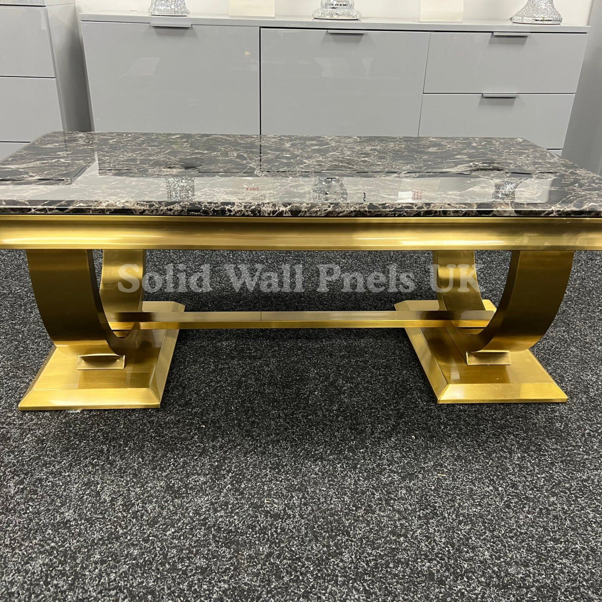 Arianna Gold Coffee Table with Black Marble Top – Luxury Modern Centrepiece
