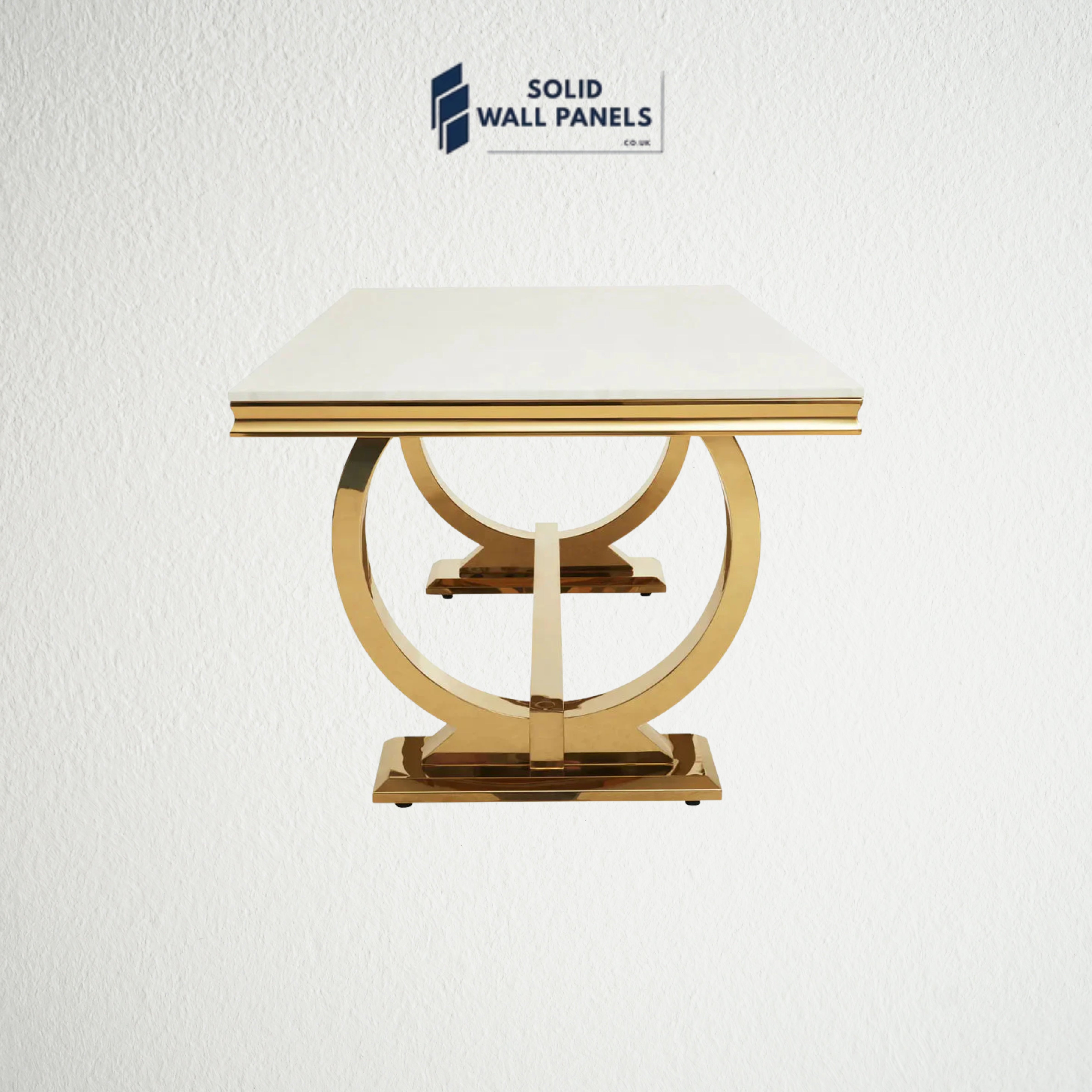 Arianna Kata Gold & White Marble Coffee Table – Luxury Circular Base | Modern Glam