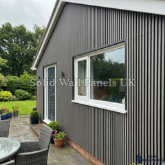 Ash Grey Wood Effect WPC Slatted Wall Panels – Waterproof Indoor & Outdoor Cladding | Solid Wall Panels