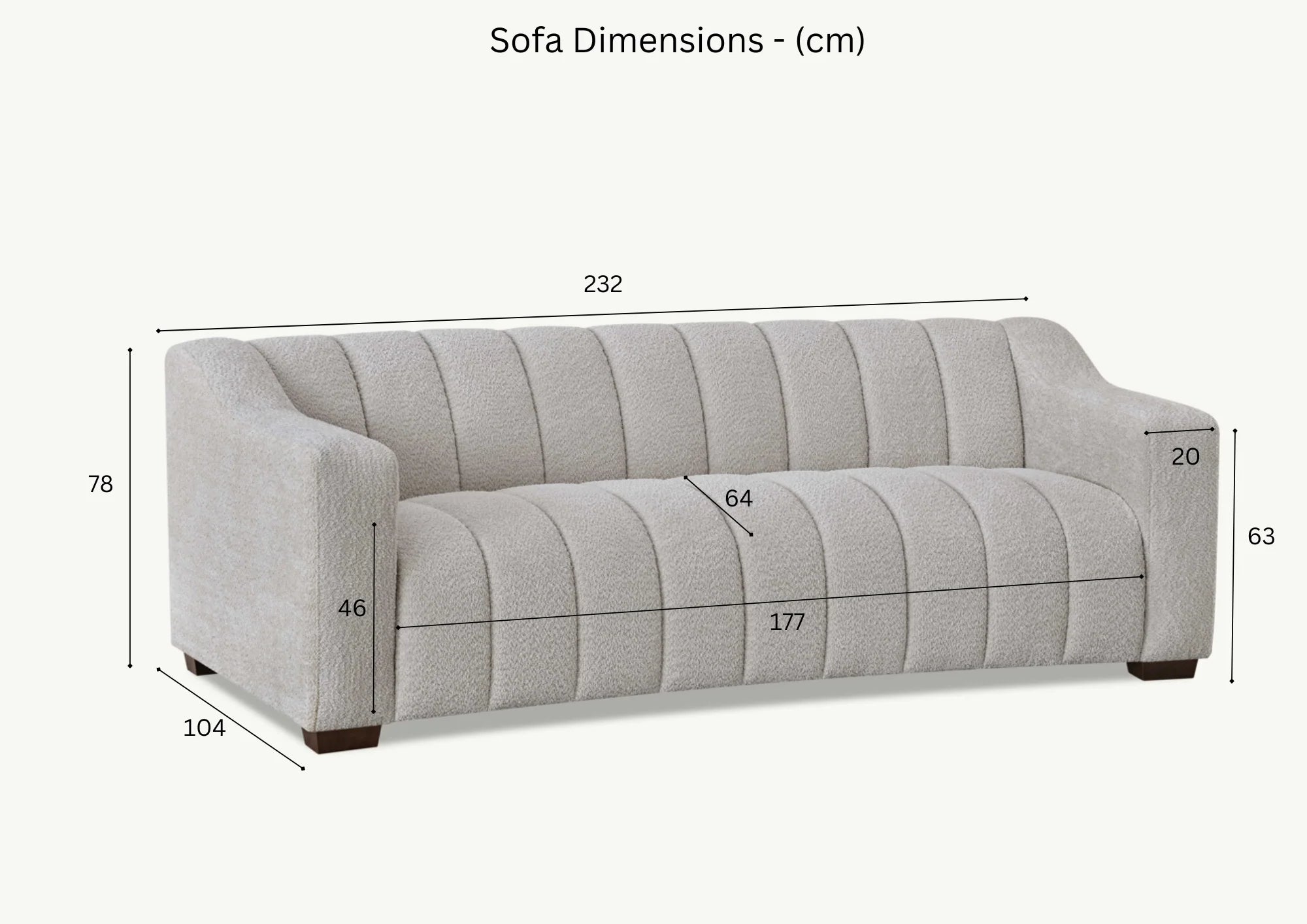 Astoria 3 Seater Sofa – Oatmeal Boucle Fabric | Premium Comfort & Luxury