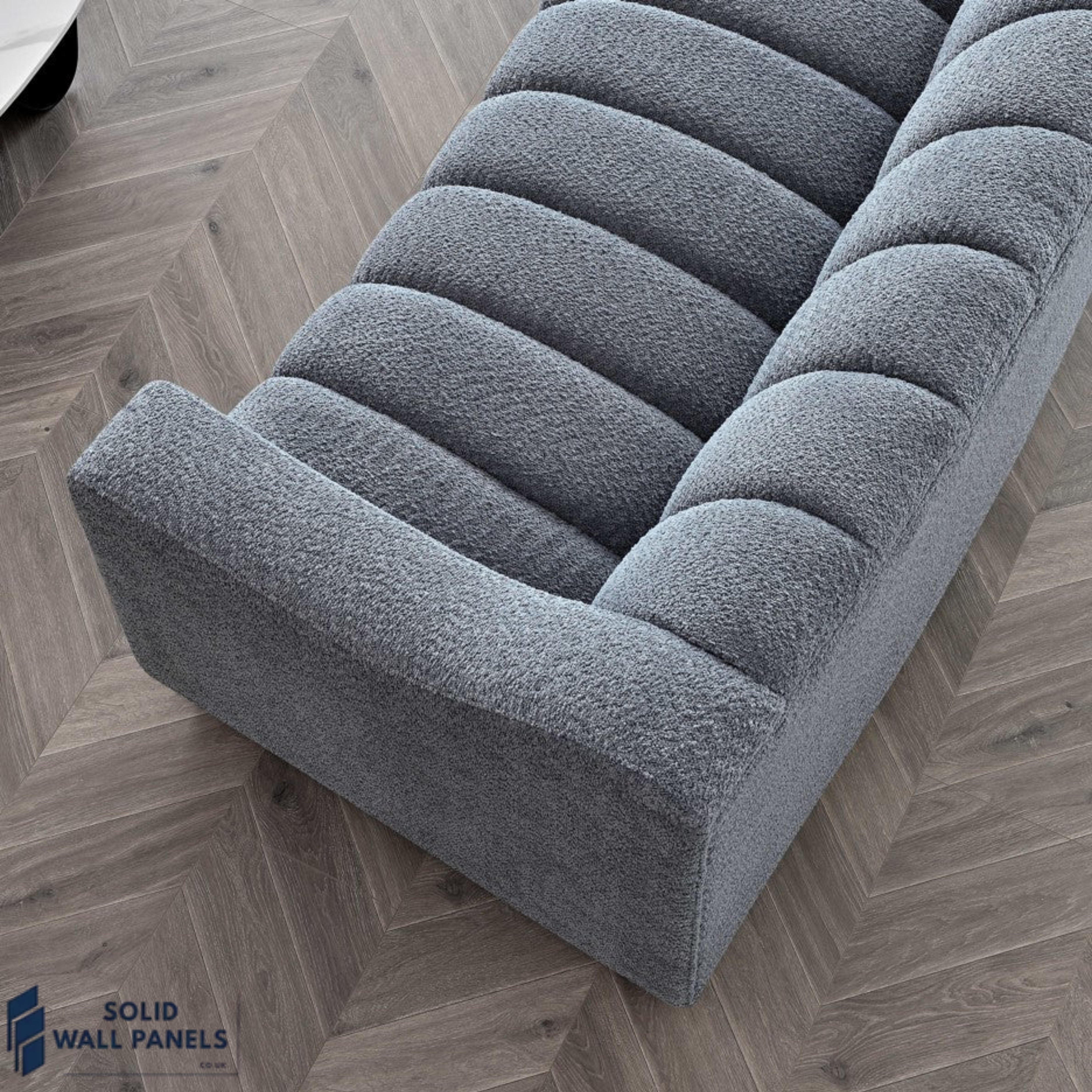 Astoria 3 Seater Sofa – Steel Grey Boucle Fabric | Luxury Modern Design