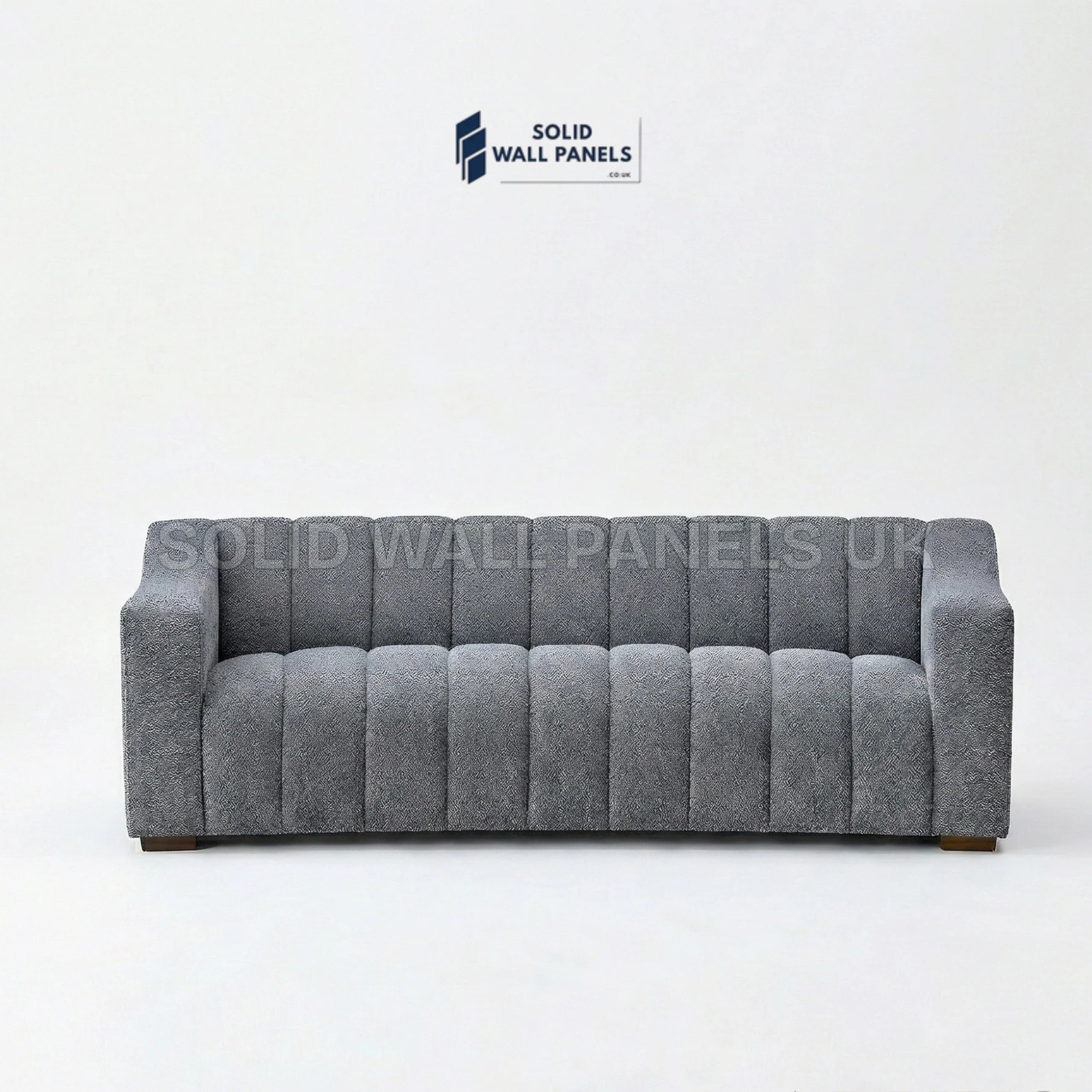 Astoria 3 Seater Sofa – Iron Bouclé Fabric | Deep Channel Stitched Design