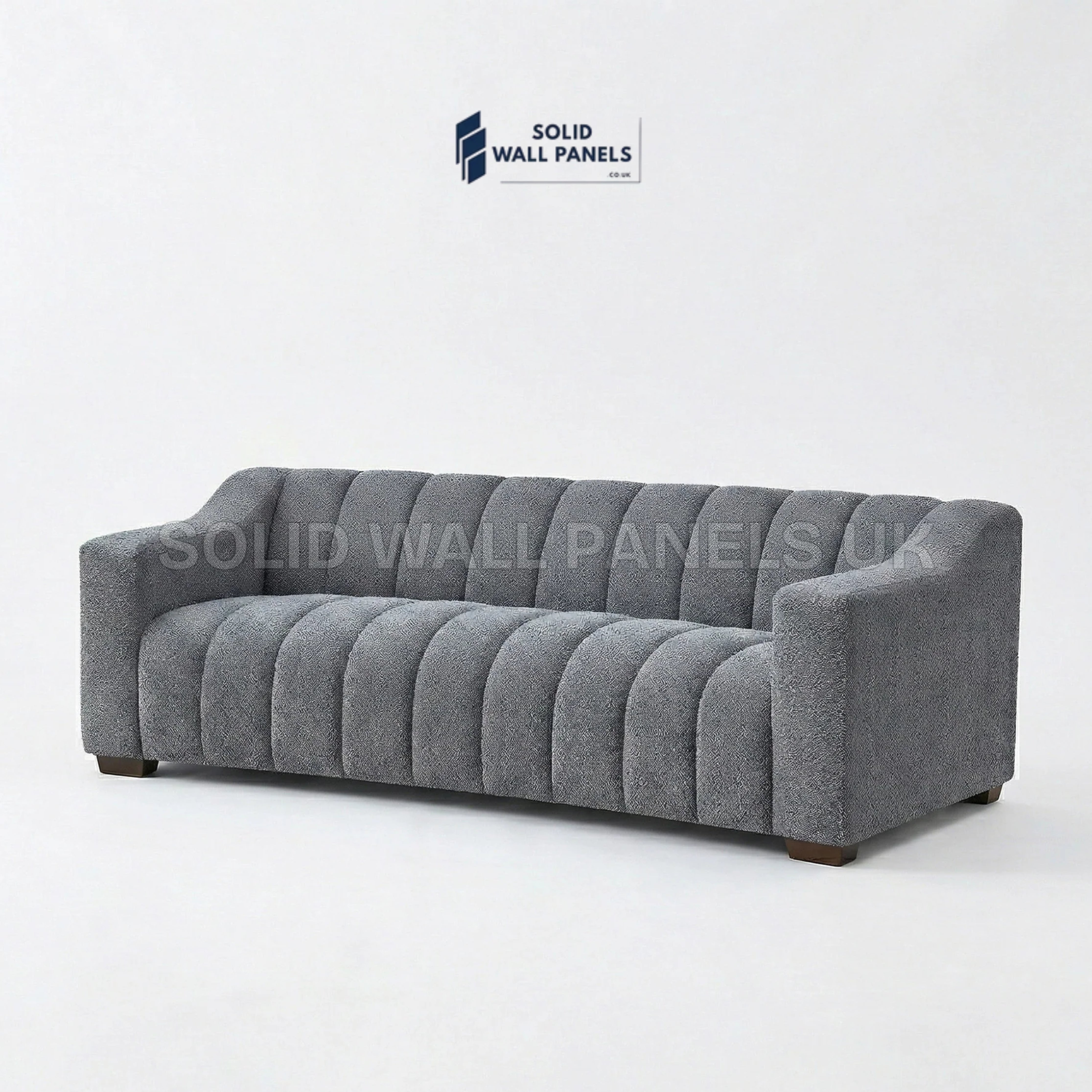 Astoria 3 Seater Sofa – Iron Bouclé Fabric | Deep Channel Stitched Design