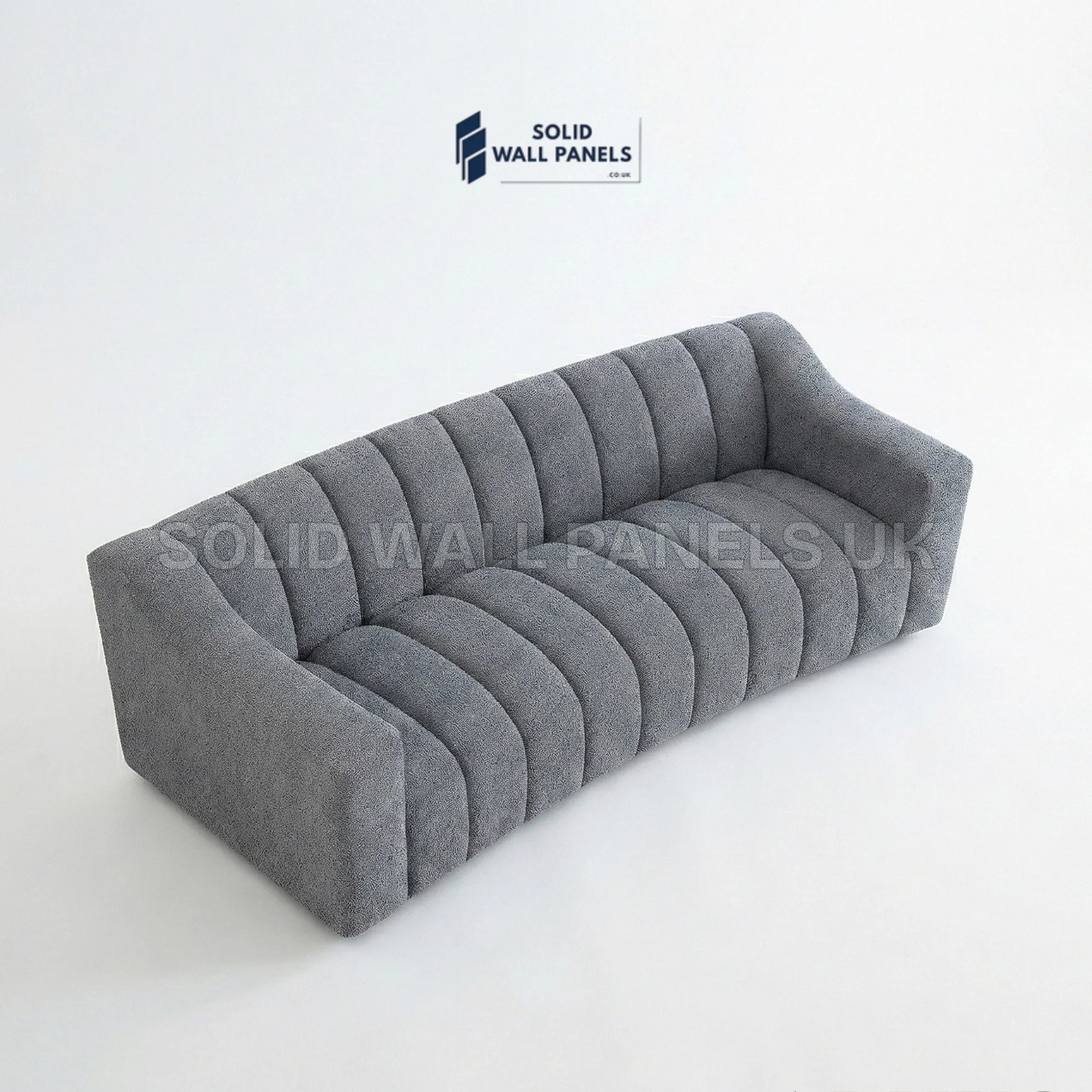 Astoria 3 Seater Sofa – Iron Bouclé Fabric | Deep Channel Stitched Design