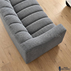 Astoria 3 Seater Sofa – Iron Bouclé Fabric | Deep Channel Stitched Design