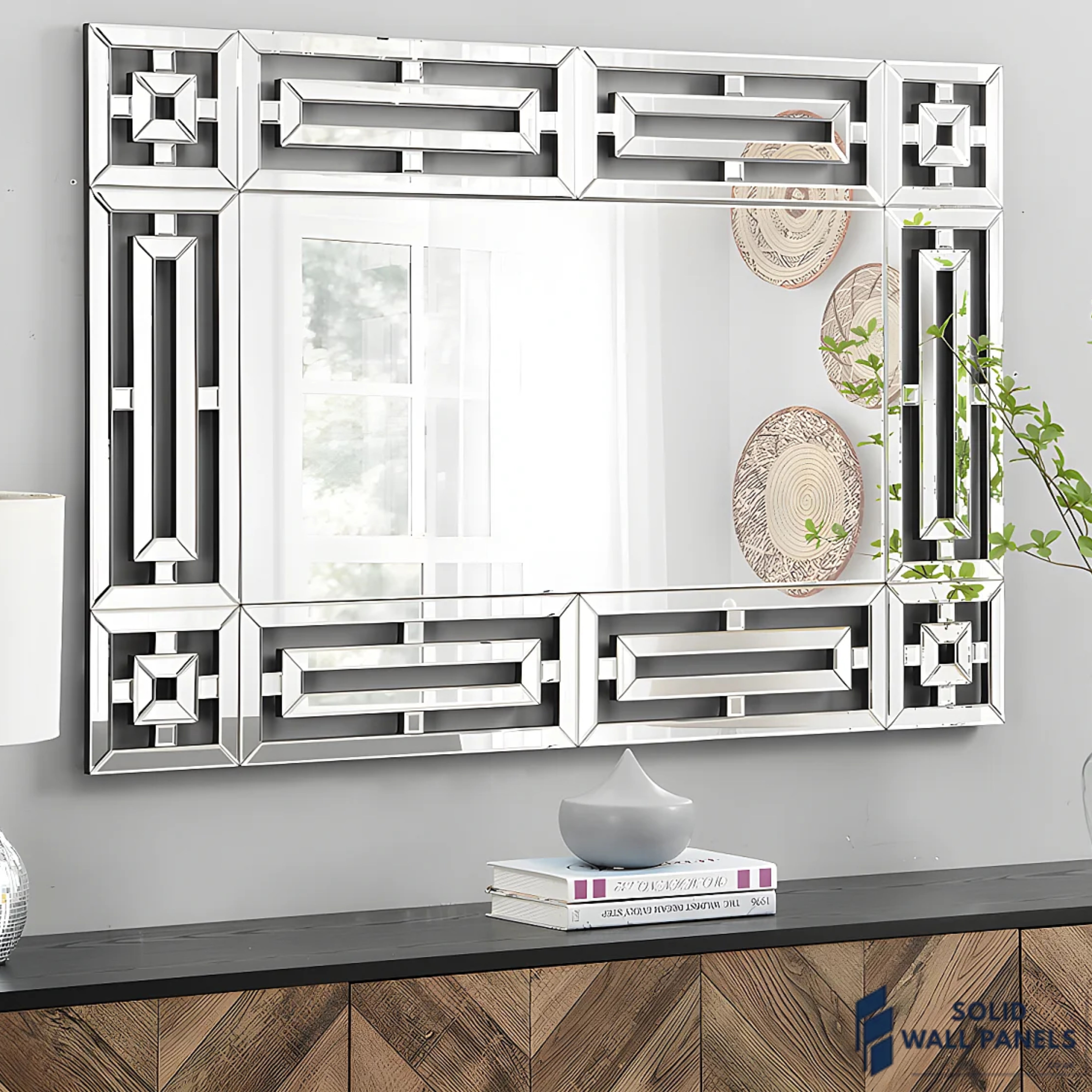 Aztec Mirror – Modern Geometric Design | Luxury Wall Decor | Solid Wall Panels