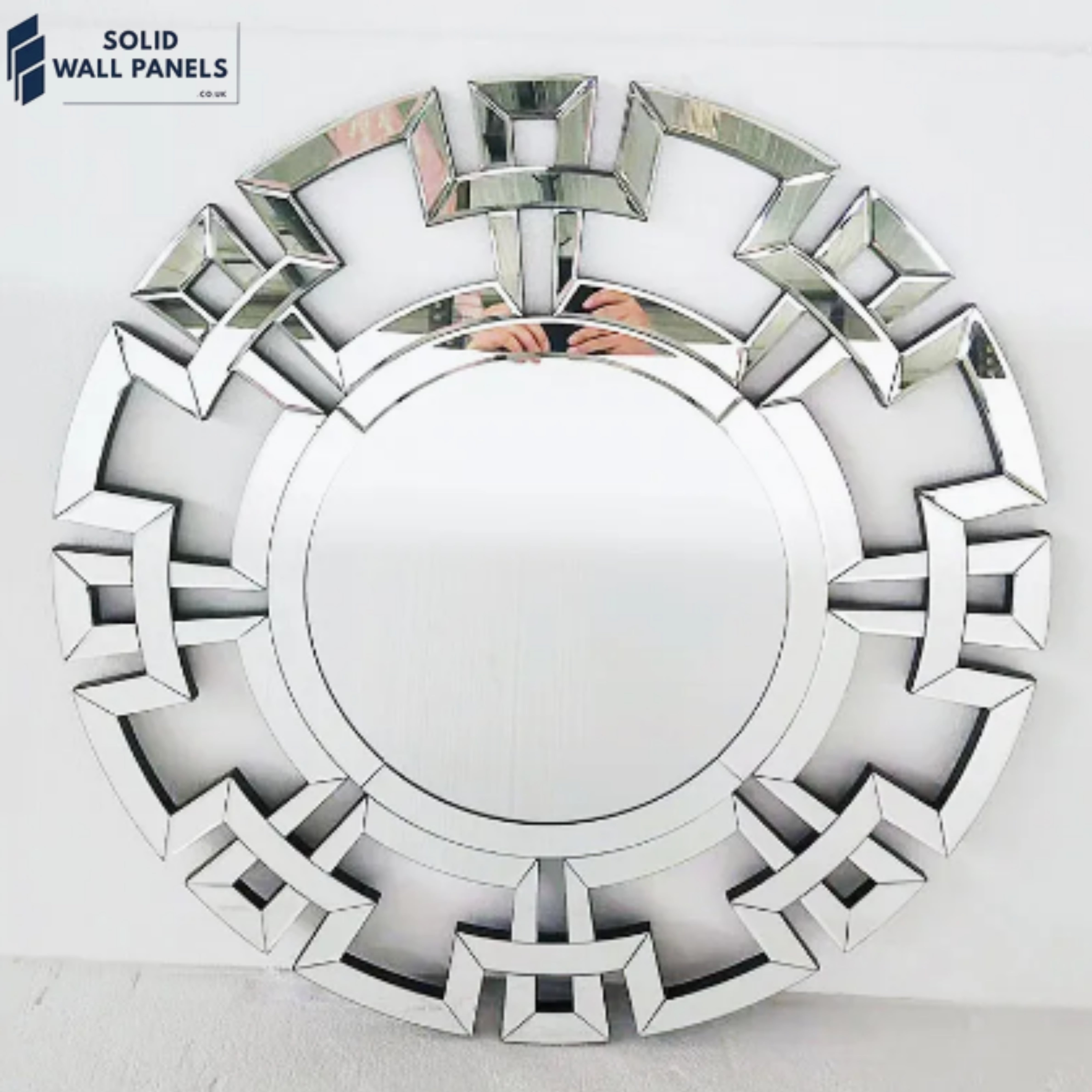 Aztec Round Wall Mirror – Geometric Design | Luxury Home Decor | Solid Wall Panels