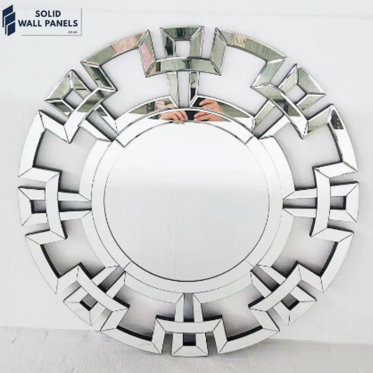 Aztec Round Wall Mirror – Geometric Design | Luxury Home Decor | Solid Wall Panels