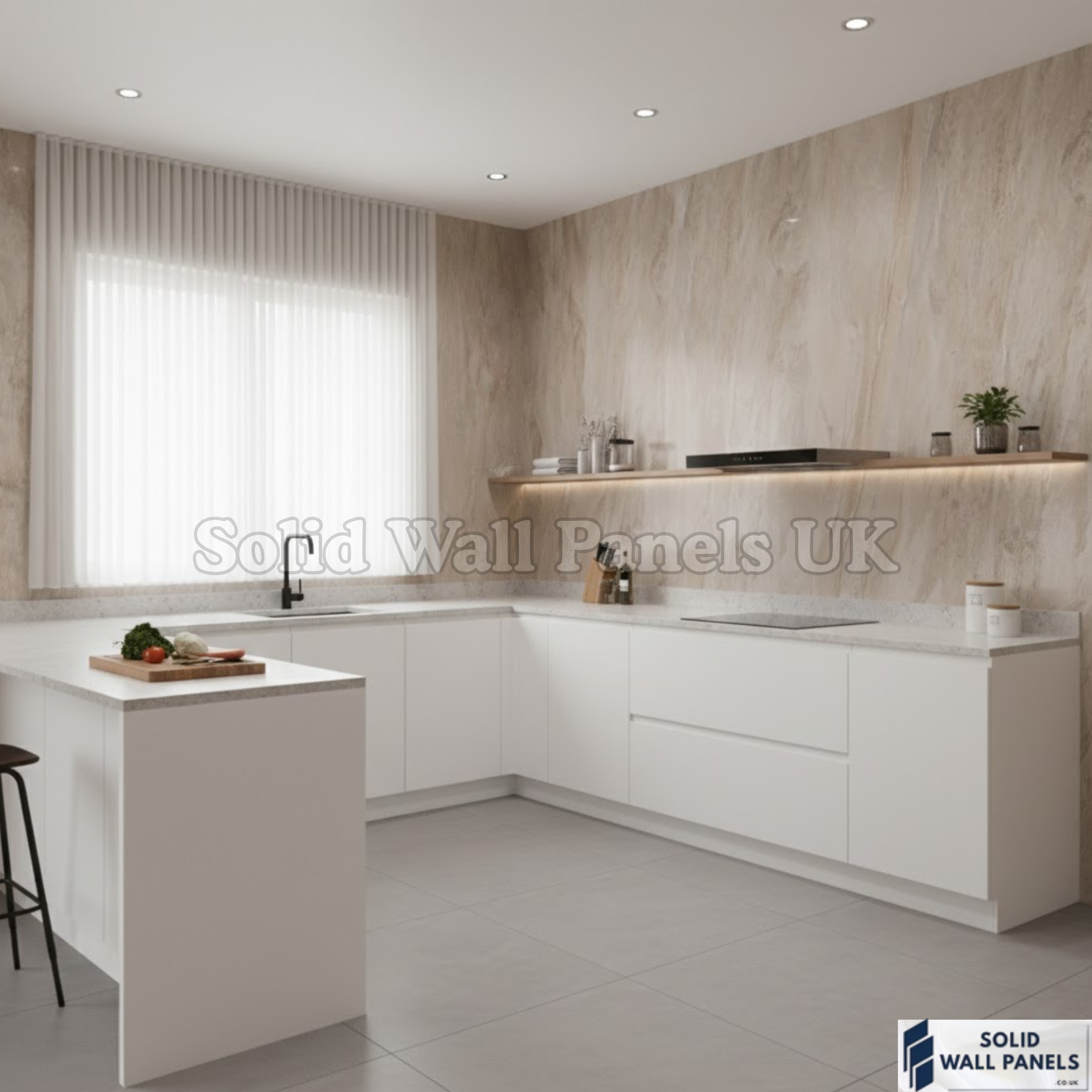 Bathroom & Kitchen PVC Wall Panels – Cream Marble (240×60cm) | Premium Waterproof Panels