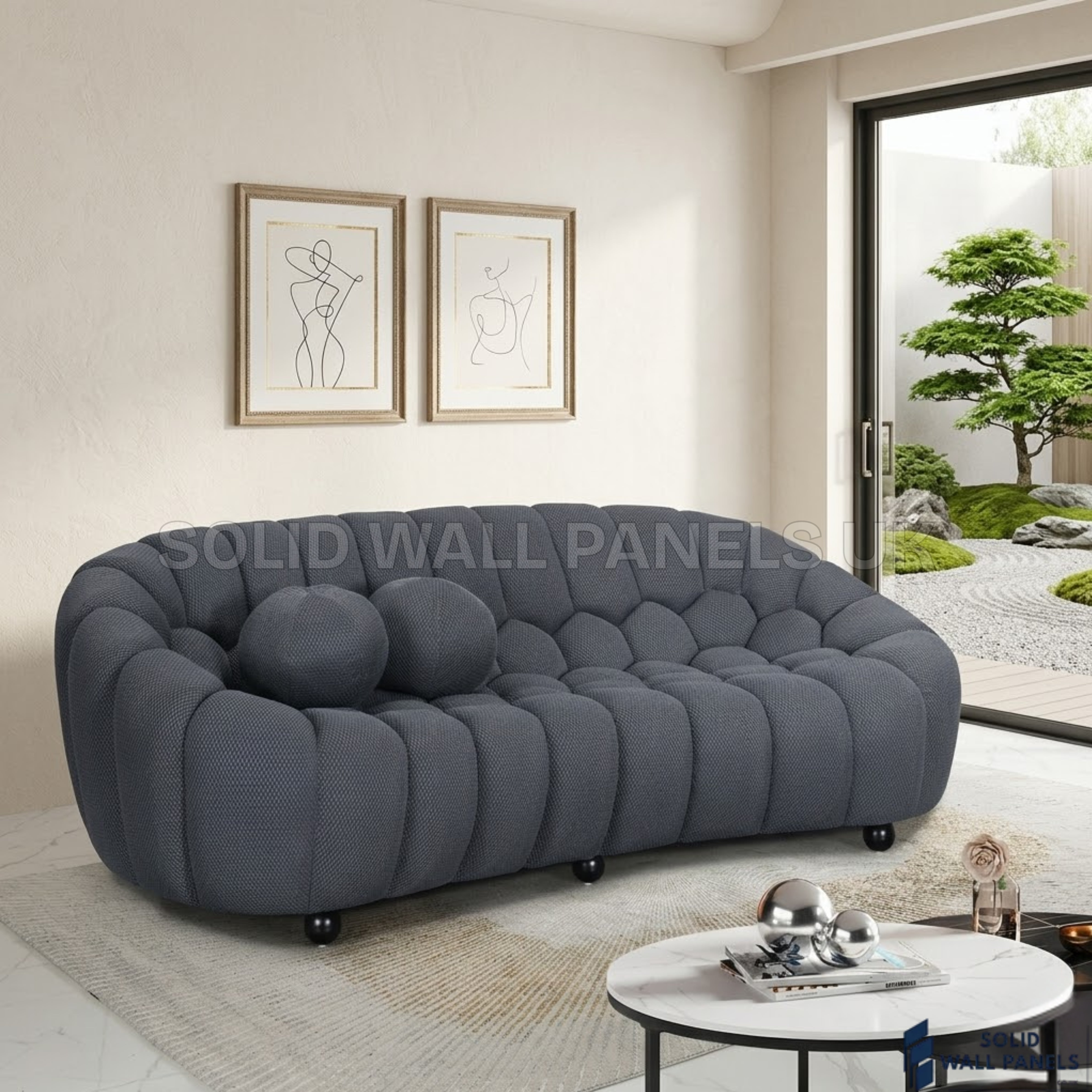 Bella Grey Bubble 3 Seater Sofa – 3D Mesh Fabric | Modern Sculptural Design