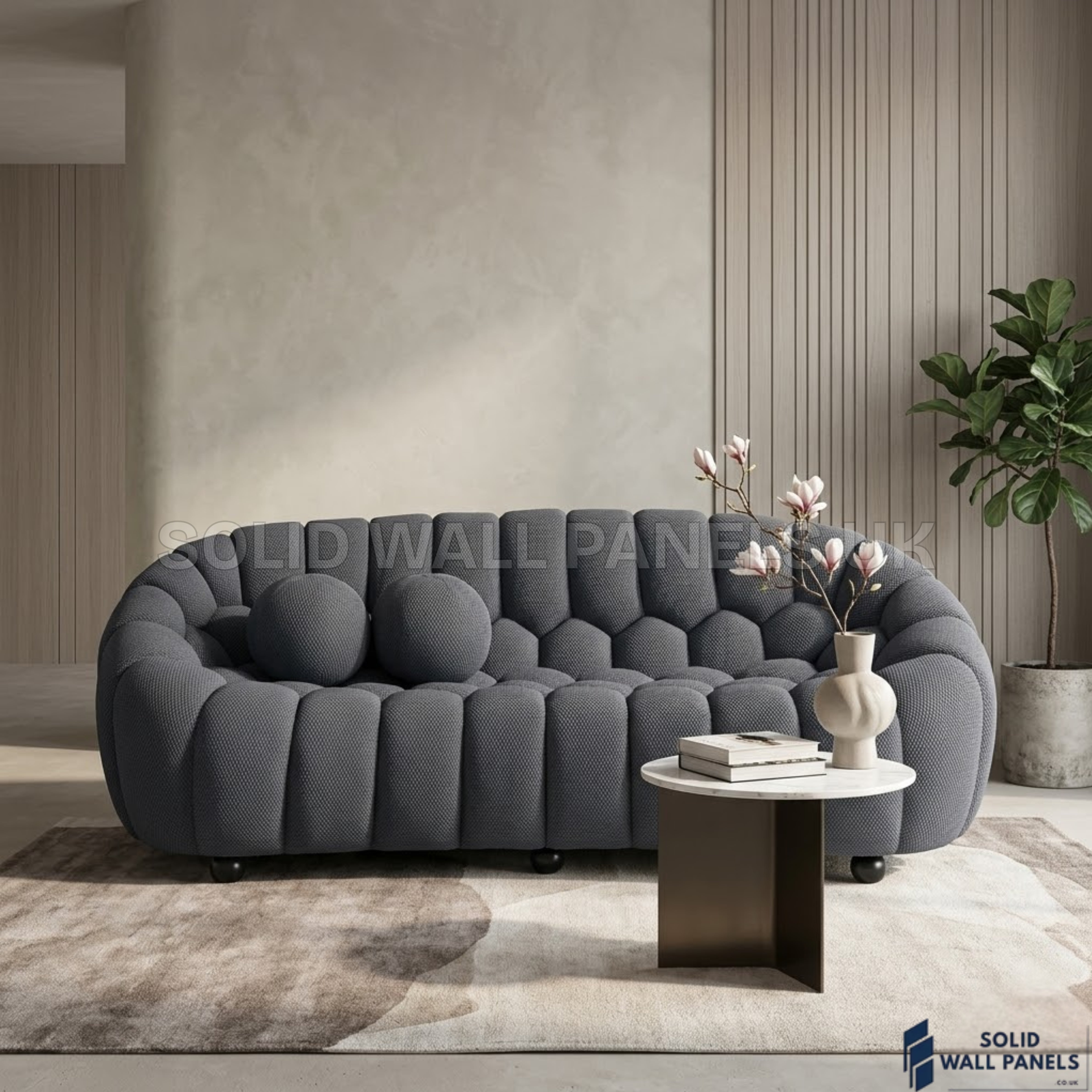 Bella Grey Bubble 3 Seater Sofa – 3D Mesh Fabric | Modern Sculptural Design