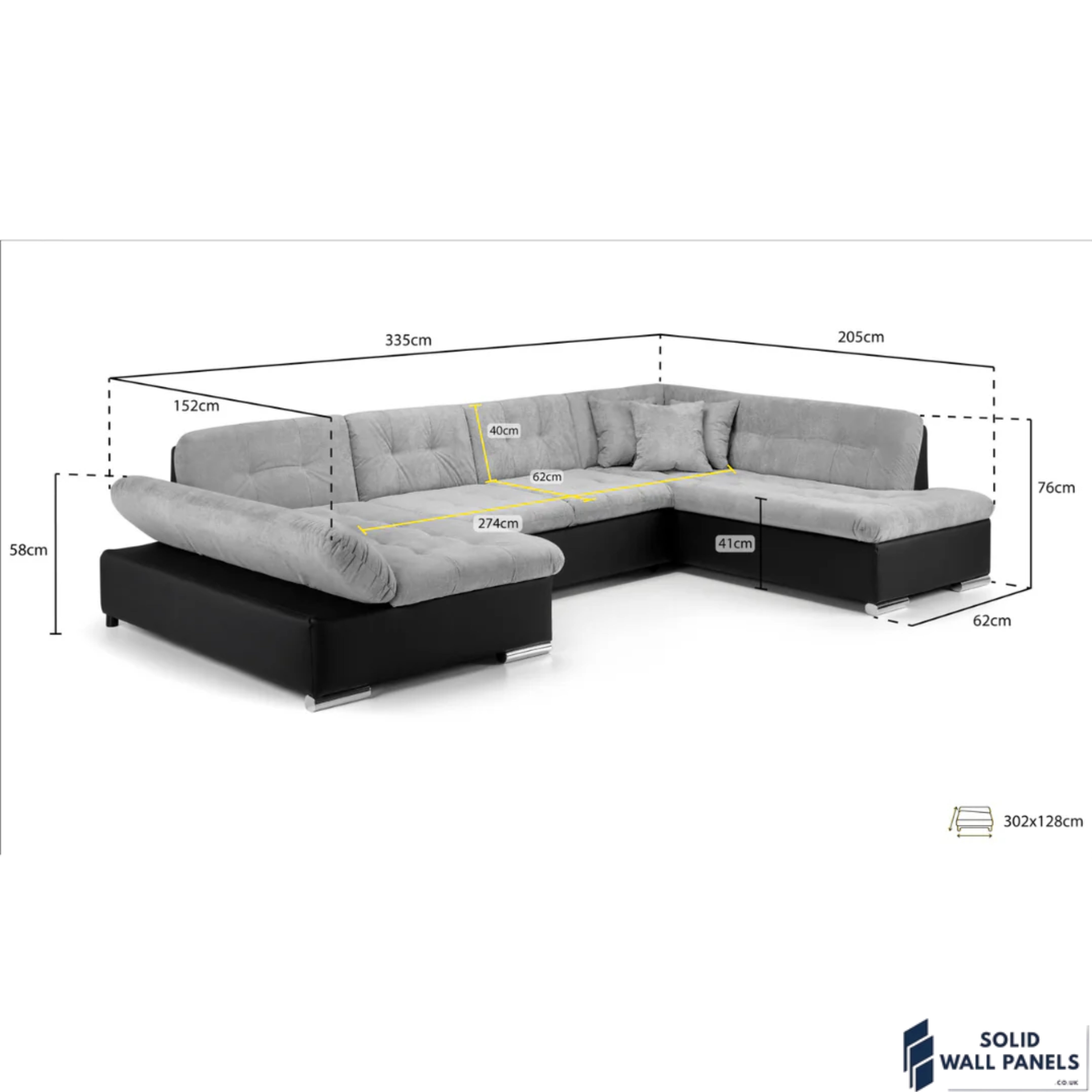 Bergen U Shape Sofa Bed with Storage – Large 6 Seater Corner Sofa Bed UK