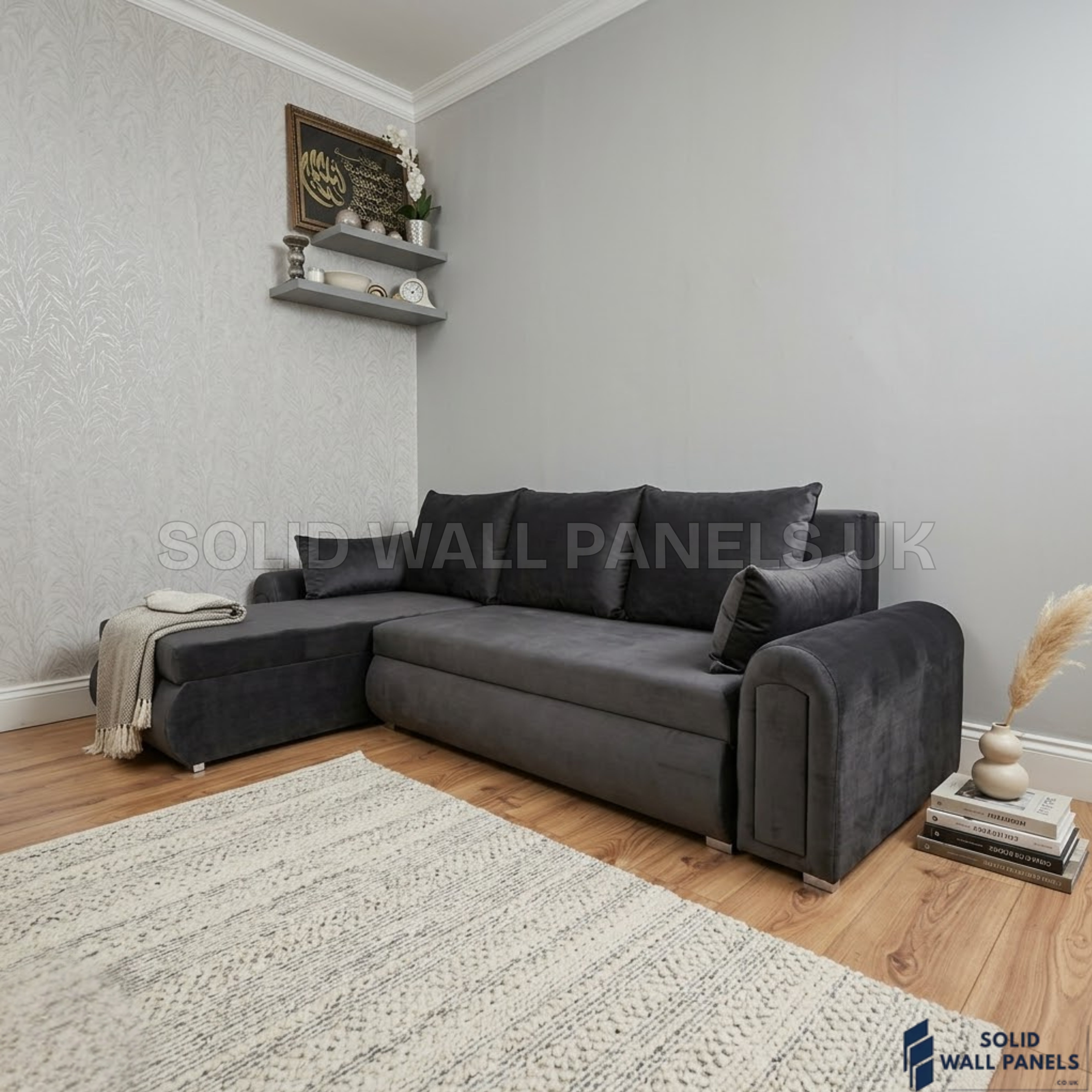 Berlin Black Corner Sofa Bed with Storage – Universal L Shape Sofa Bed UK
