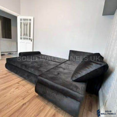 Berlin Black Corner Sofa Bed with Storage – Universal L Shape Sofa Bed UK