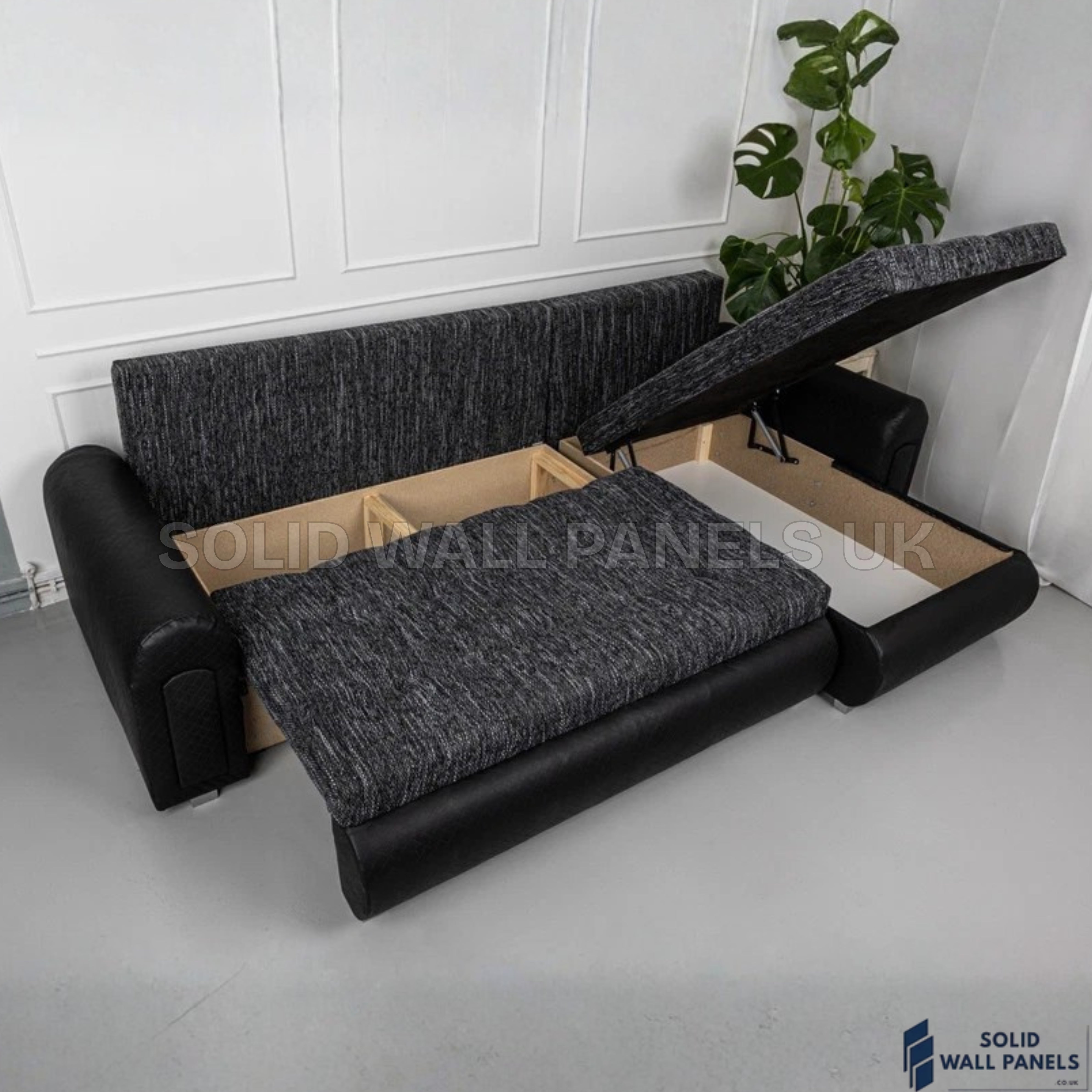 Berlin Charcoal Corner Sofa Bed with Storage – Universal L-Shape Sofa Bed UK