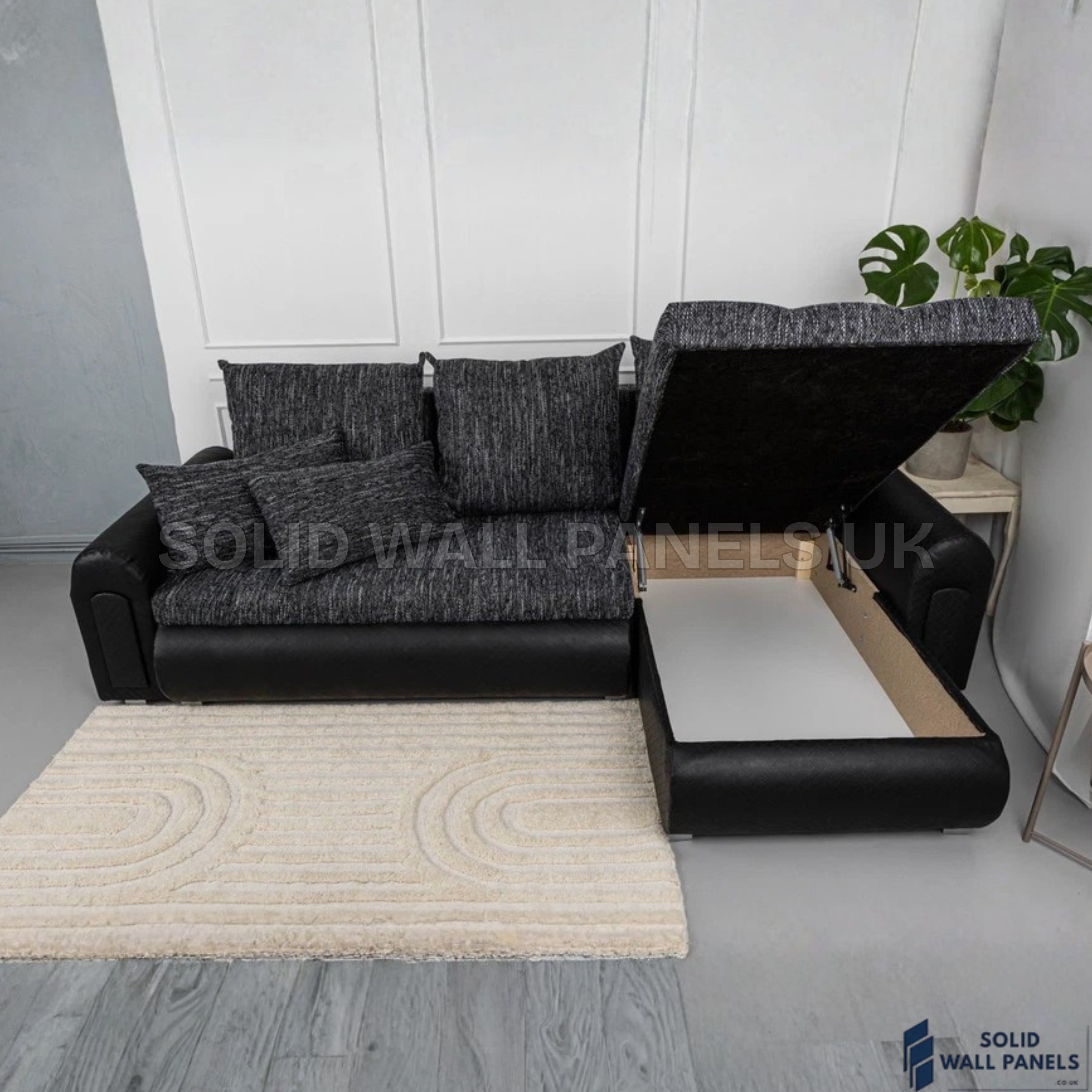 Berlin Charcoal Corner Sofa Bed with Storage – Universal L-Shape Sofa Bed UK