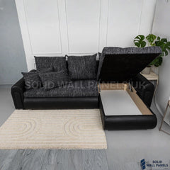 Berlin Charcoal Corner Sofa Bed with Storage – Universal L-Shape Sofa Bed UK