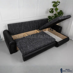 Berlin Charcoal Corner Sofa Bed with Storage – Universal L-Shape Sofa Bed UK