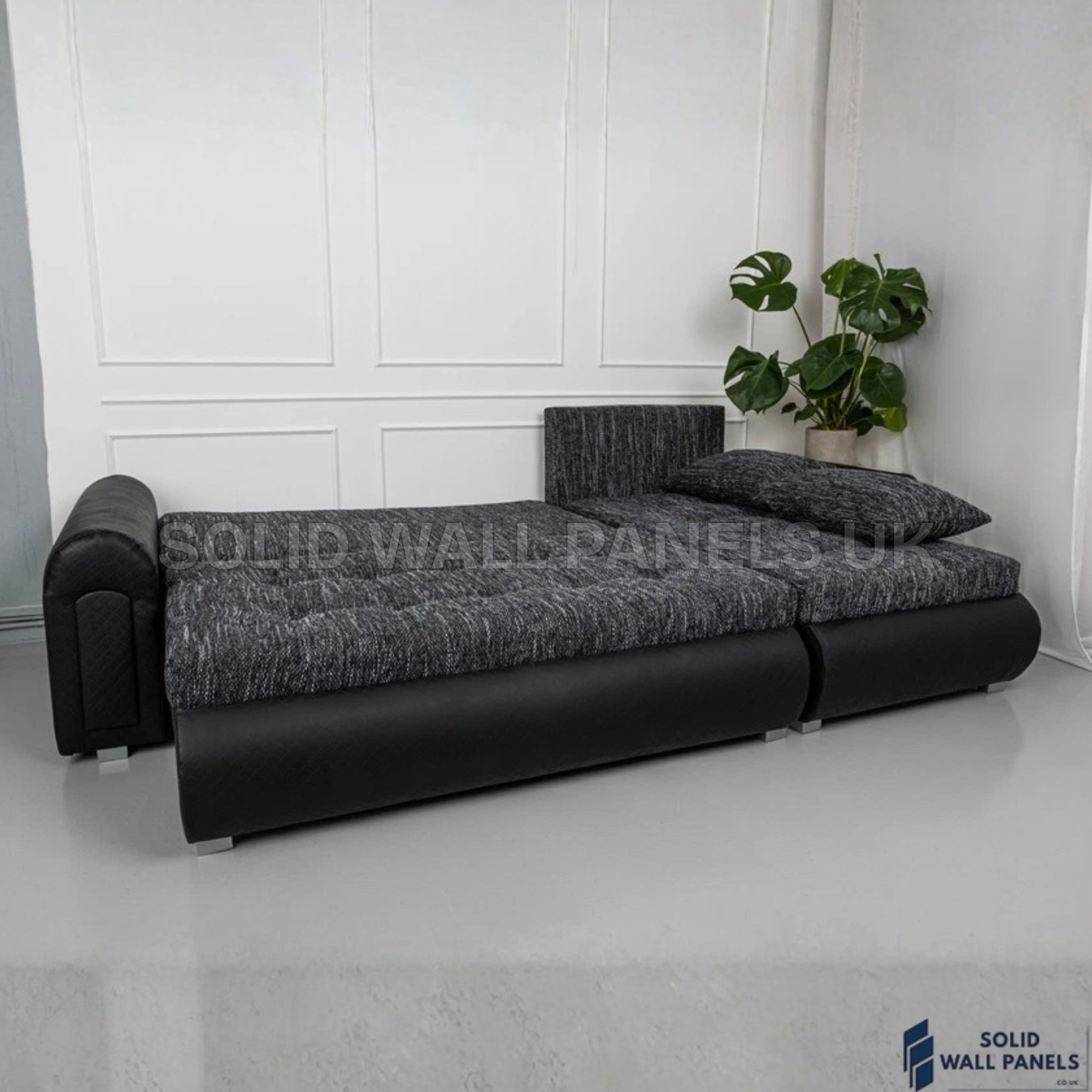 Berlin Charcoal Corner Sofa Bed with Storage – Universal L-Shape Sofa Bed UK