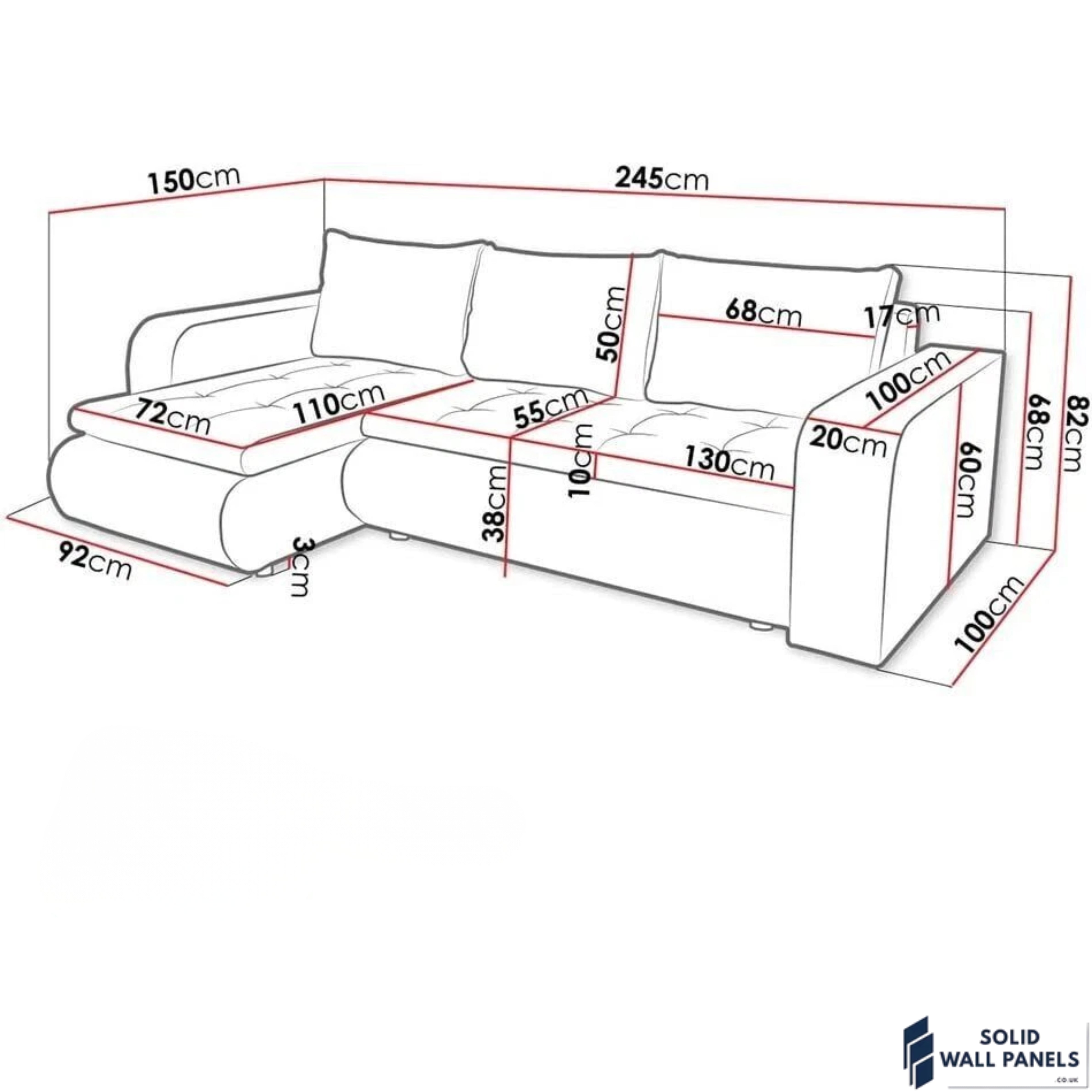 Berlin Corner Sofa Bed with Storage – Universal L-Shape Sofa Bed UK