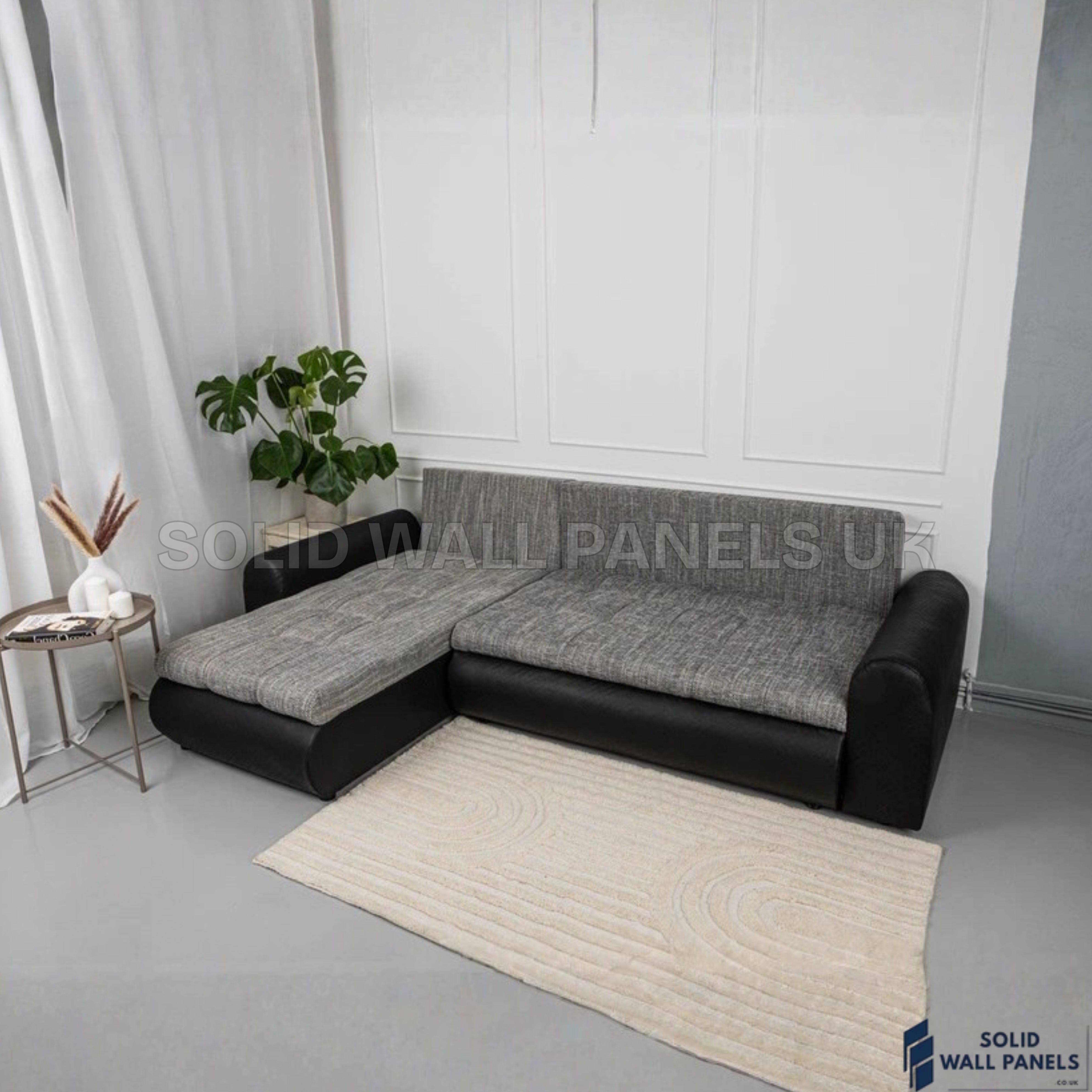 Berlin Grey & Black Corner Sofa Bed with Storage – L Shape Sofa Bed UK
