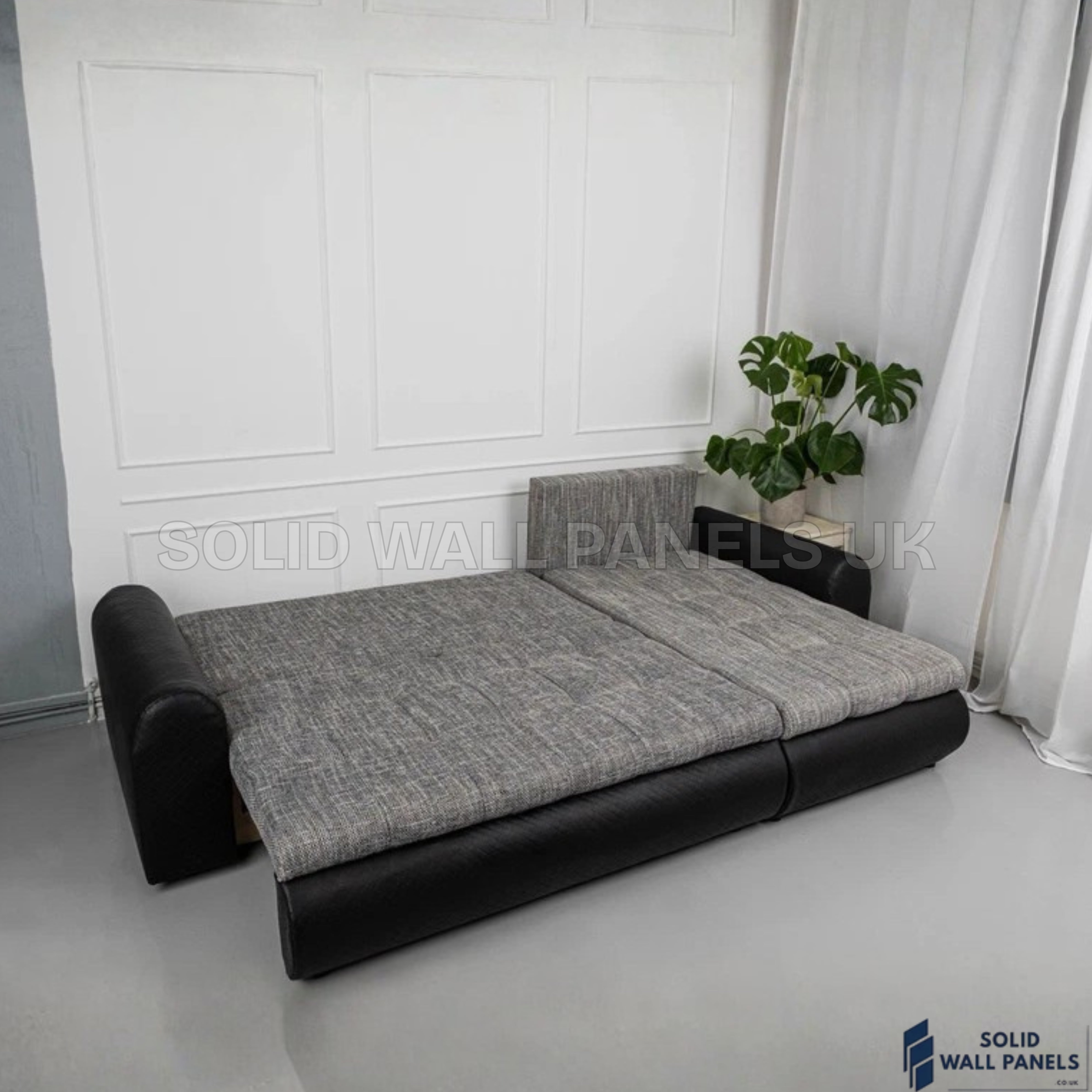 Berlin Grey & Black Corner Sofa Bed with Storage – L Shape Sofa Bed UK