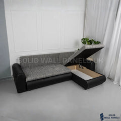 Berlin Grey & Black Corner Sofa Bed with Storage – L Shape Sofa Bed UK