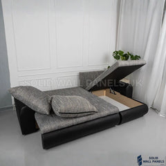 Berlin Grey & Black Corner Sofa Bed with Storage – L Shape Sofa Bed UK