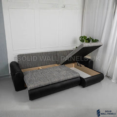 Berlin Grey & Black Corner Sofa Bed with Storage – L Shape Sofa Bed UK