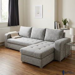 Berlin Grey Corner Sofa Bed with Storage – Universal L Shape Sofa Bed UK