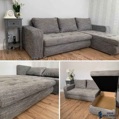 Berlin Grey Corner Sofa Bed with Storage – Universal L Shape Sofa Bed UK