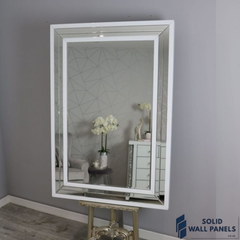 Bianco Mirror | White Glass Frame Wall Mirror | Solid Wall Panels UK