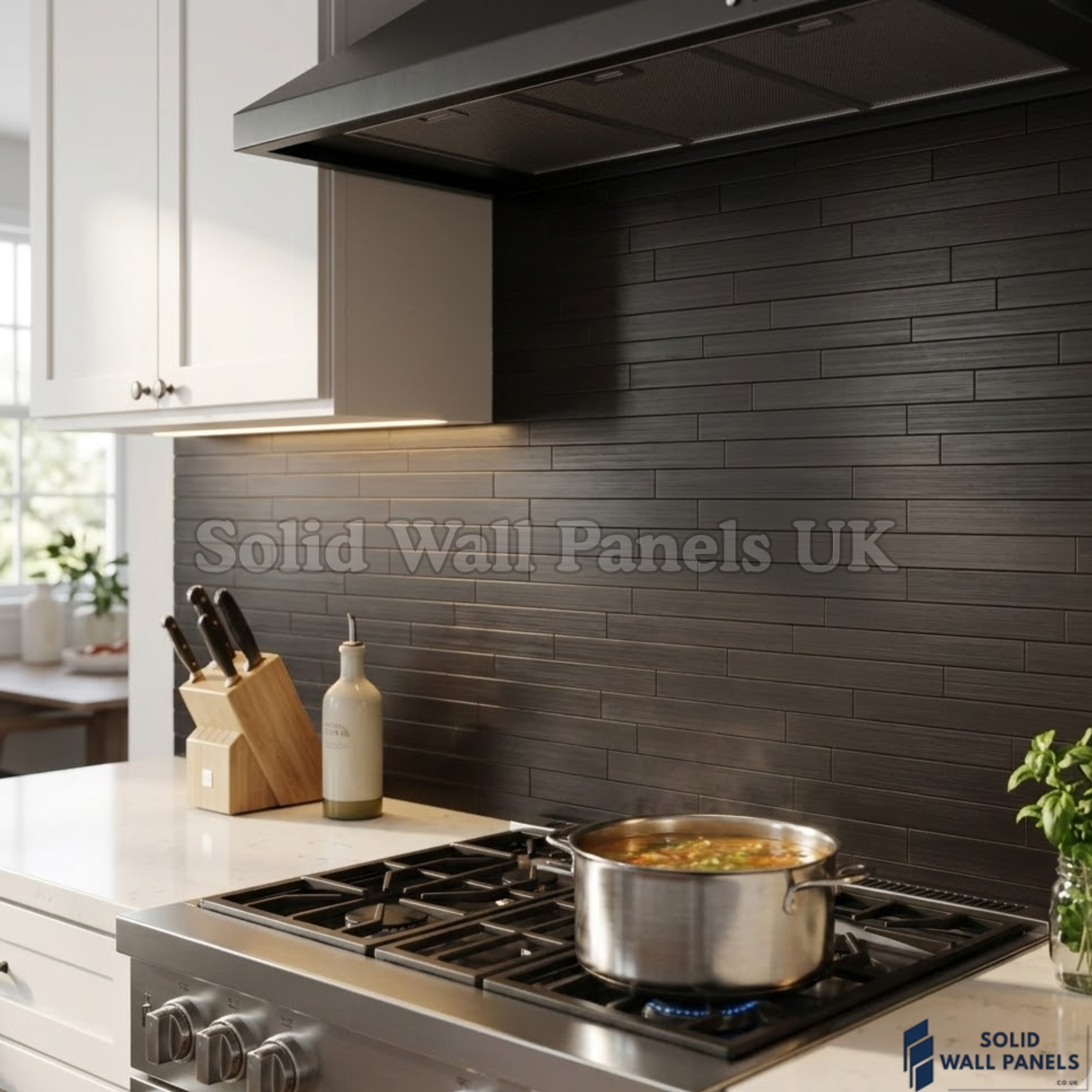 Black Brick Mosaic Wall Tiles 30cm x 30cm (10 Pieces) – Self Adhesive Splashback Wall Tiles