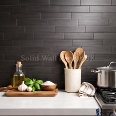 Black Brick Mosaic Wall Tiles 30cm x 30cm (10 Pieces) – Self Adhesive Splashback Wall Tiles