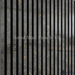 Black & Gold Marble Acoustic Slatted Wall Panel - 60x240 cm | Stylish, Durable & Soundproof