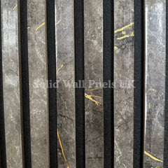 Black & Gold Marble Acoustic Slatted Wall Panel | Stylish, Durable & Soundproof