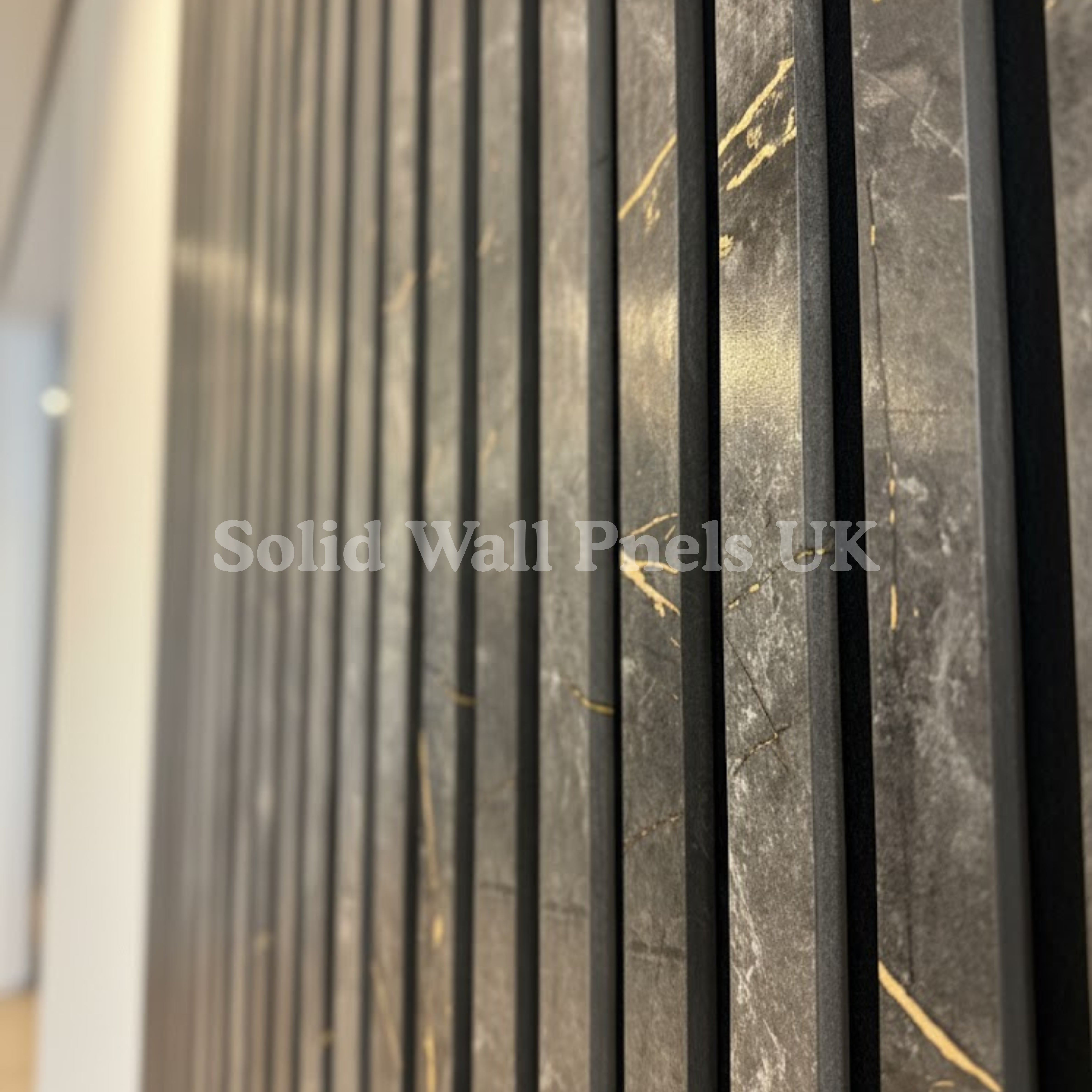 Black & Gold Marble Acoustic Slatted Wall Panel | Stylish, Durable & Soundproof