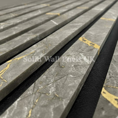 Black & Gold Marble Acoustic Slatted Wall Panel | Stylish, Durable & Soundproof