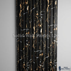 Black & Gold Marble Effect WPC Wall Panels – Waterproof Indoor & Outdoor Cladding | Solid Wall Panels UK