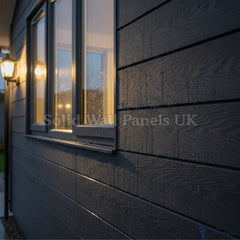 Black PVC Exterior Wall Panels – Wood Effect Outdoor Cladding 290cm (6 Pieces)