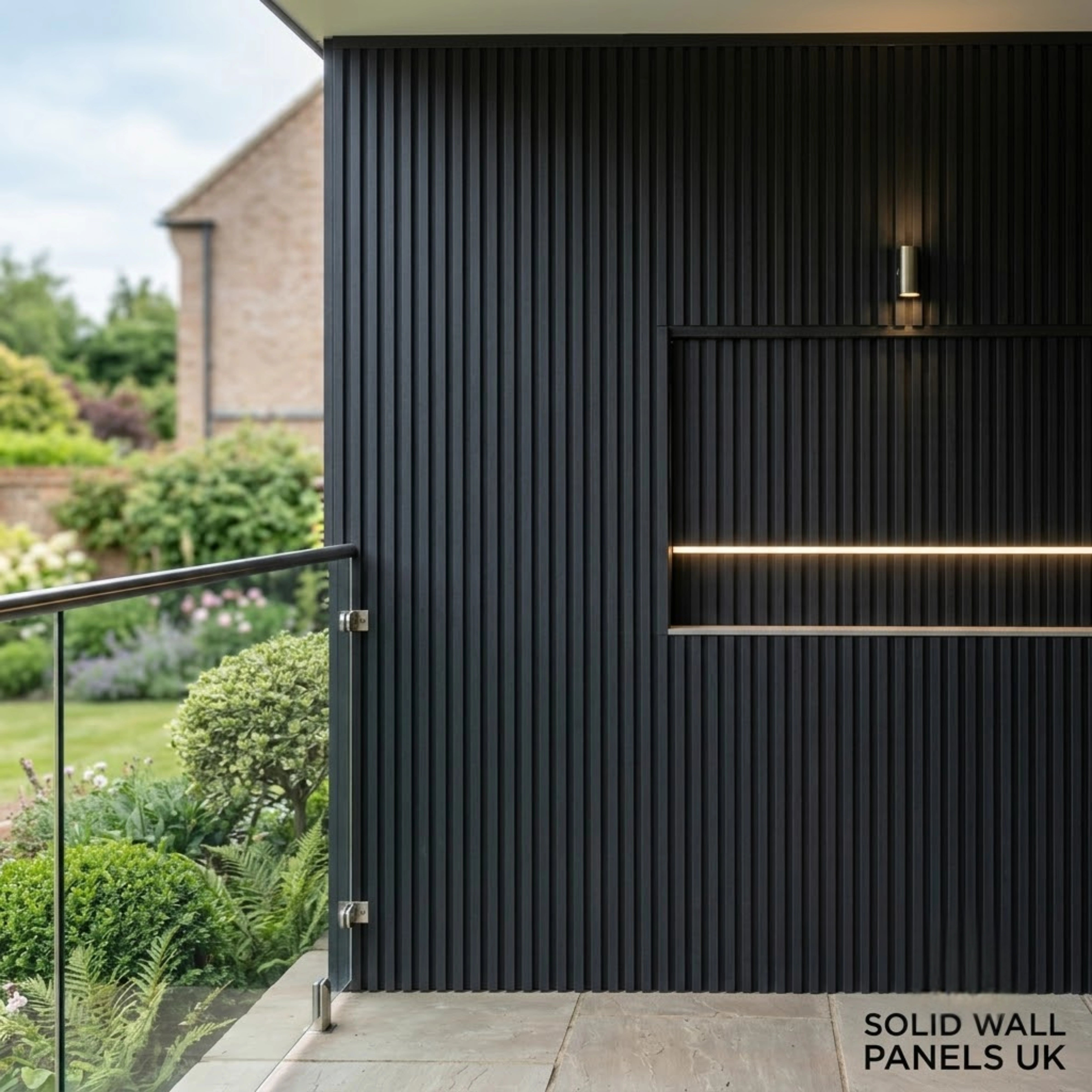 Black Seamless PVC Outdoor Wall Panels UK | Waterproof Exterior Panels