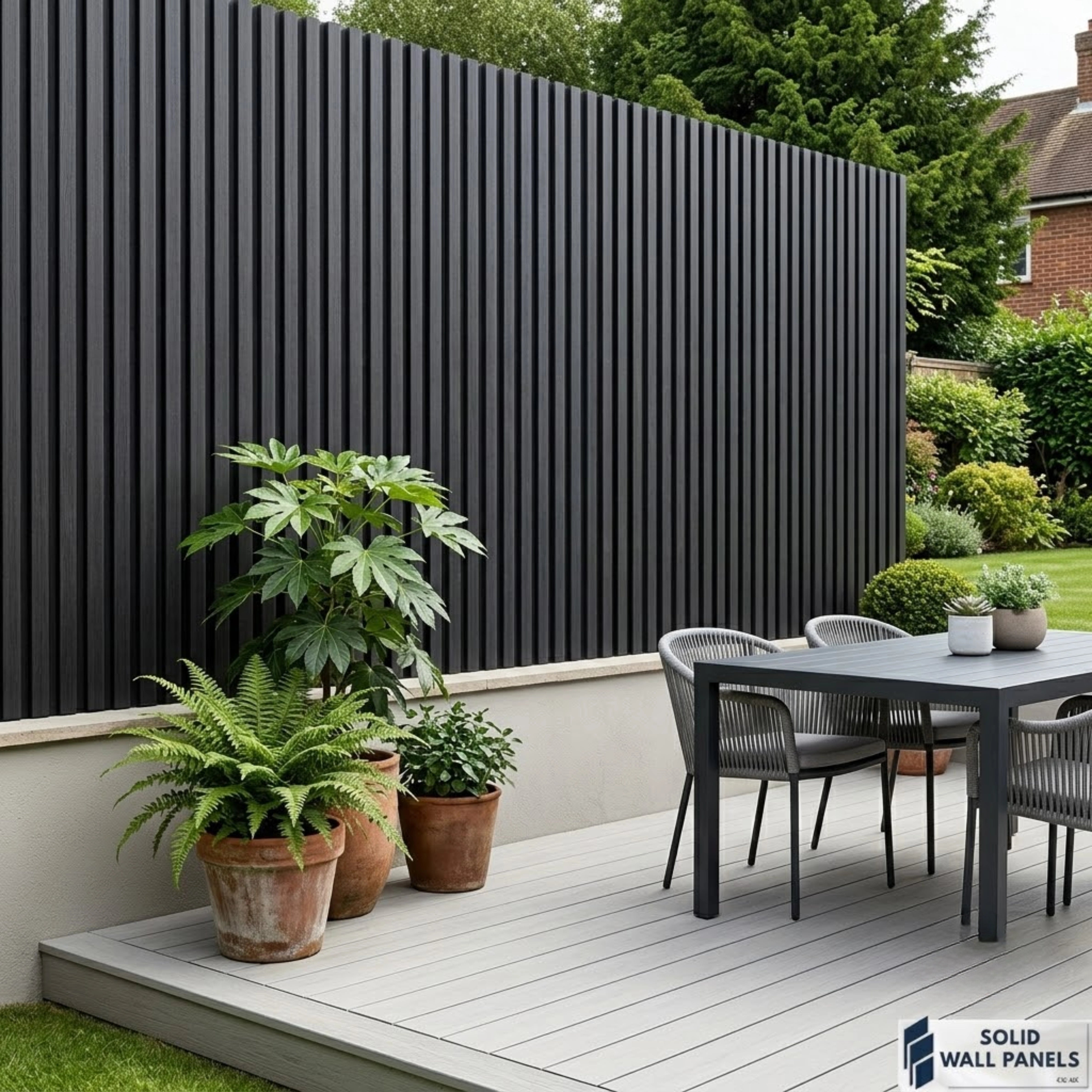 Black Seamless PVC Outdoor Wall Panels UK | Waterproof Exterior Panels