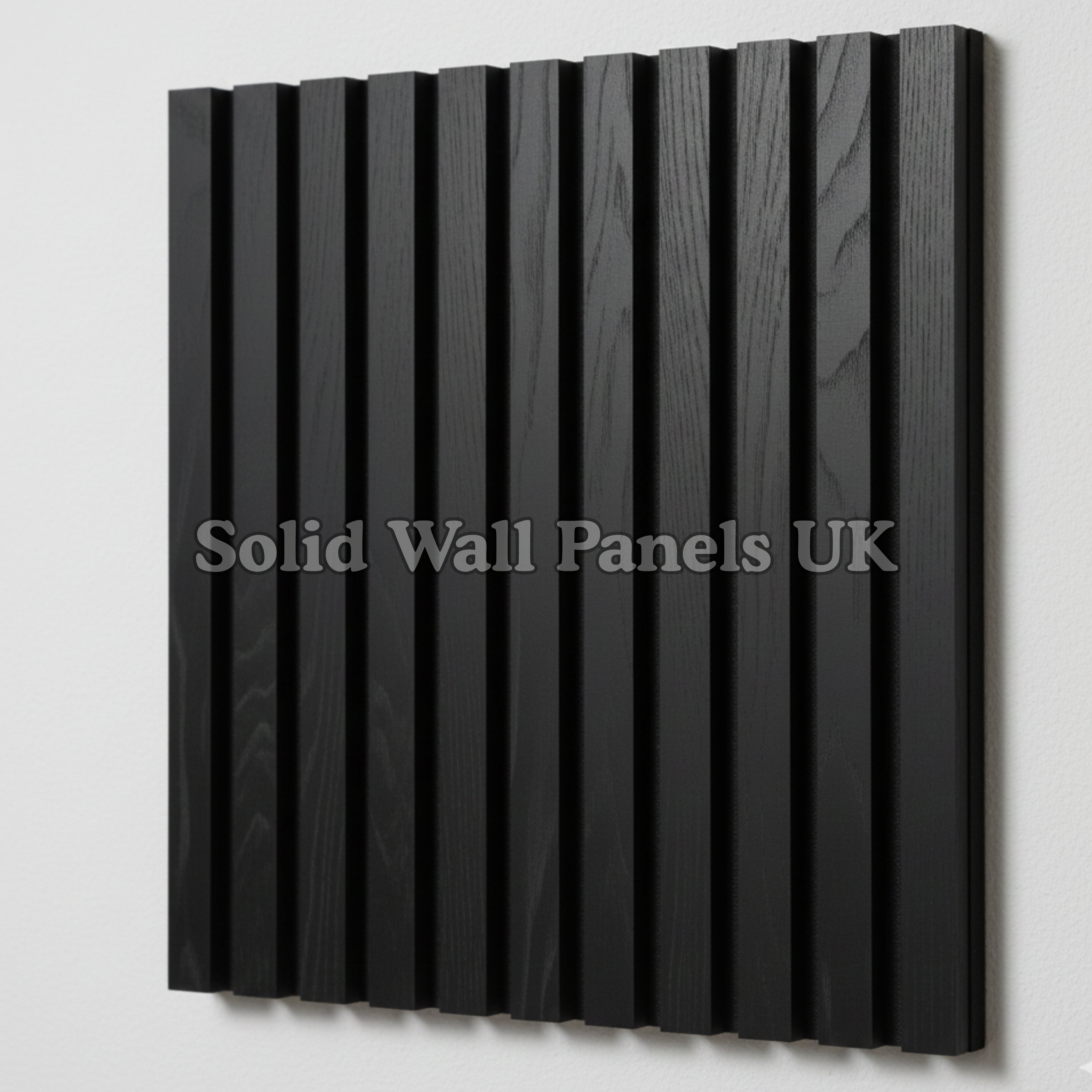 Square Acoustic Wood Wall Panels – Black | 12 Pieces 60x60cm | Solid Wall Panels UK