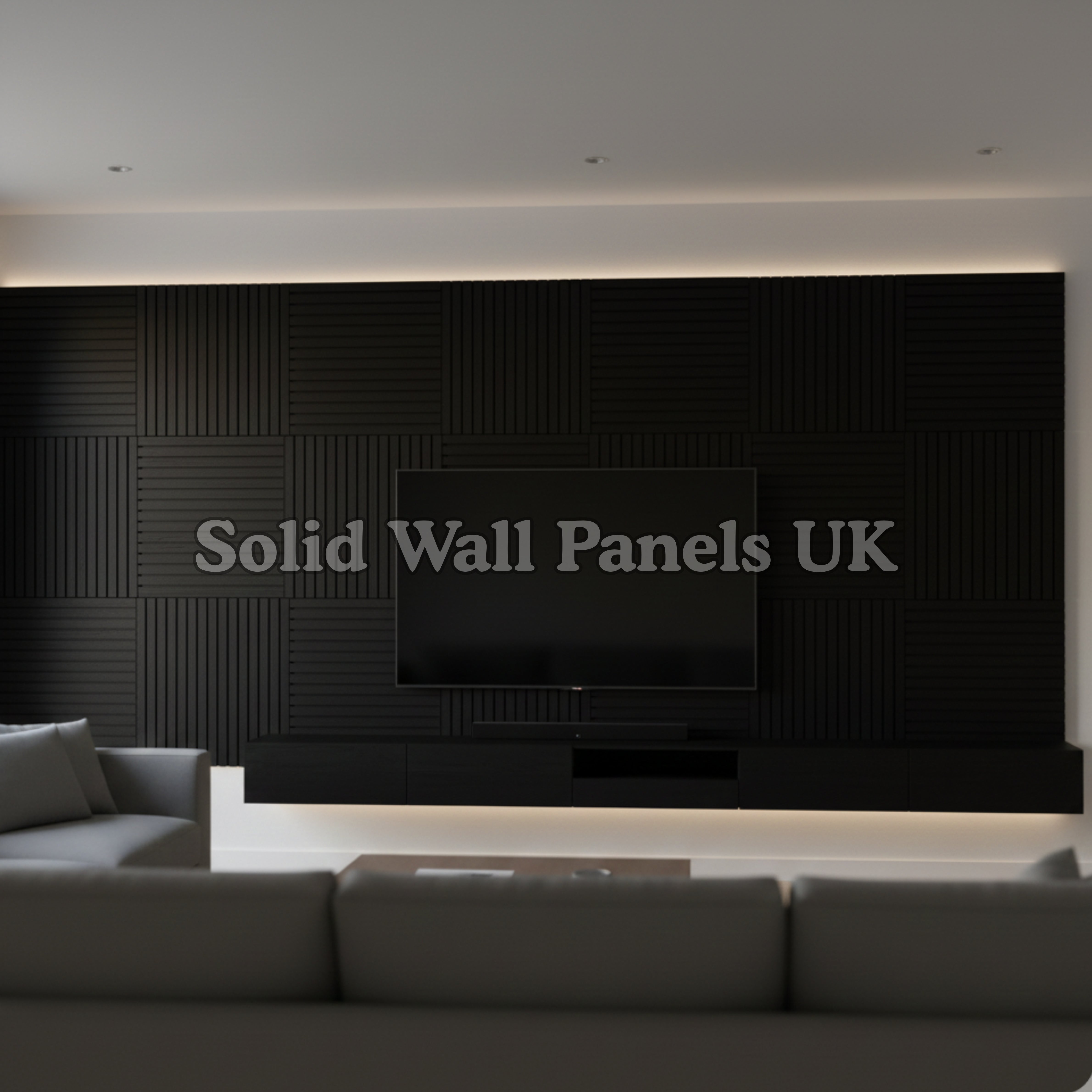 Square Acoustic Wood Wall Panels – Black | 12 Pieces 60x60cm | Solid Wall Panels UK