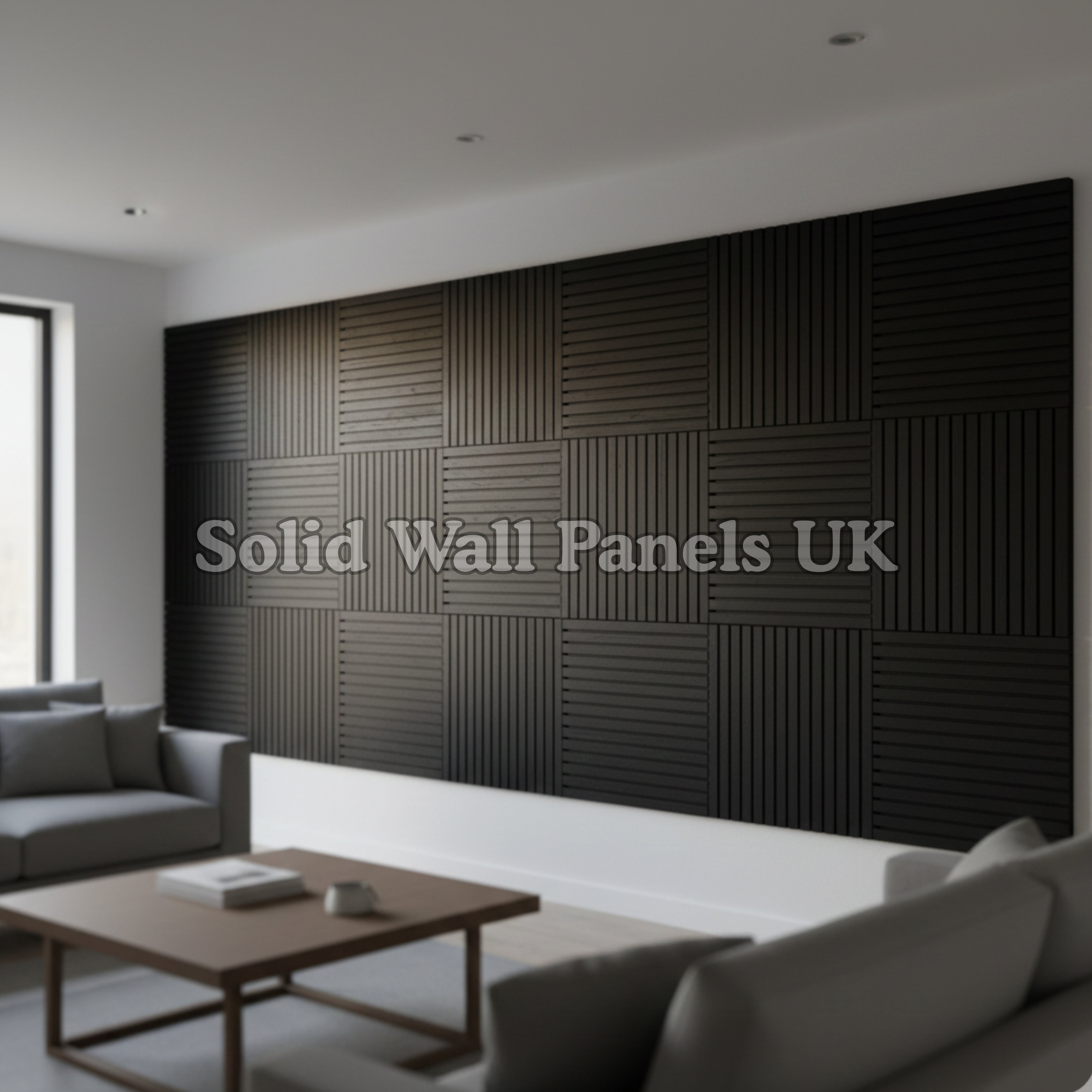Square Acoustic Wood Wall Panels – Black | 12 Pieces 60x60cm | Solid Wall Panels UK