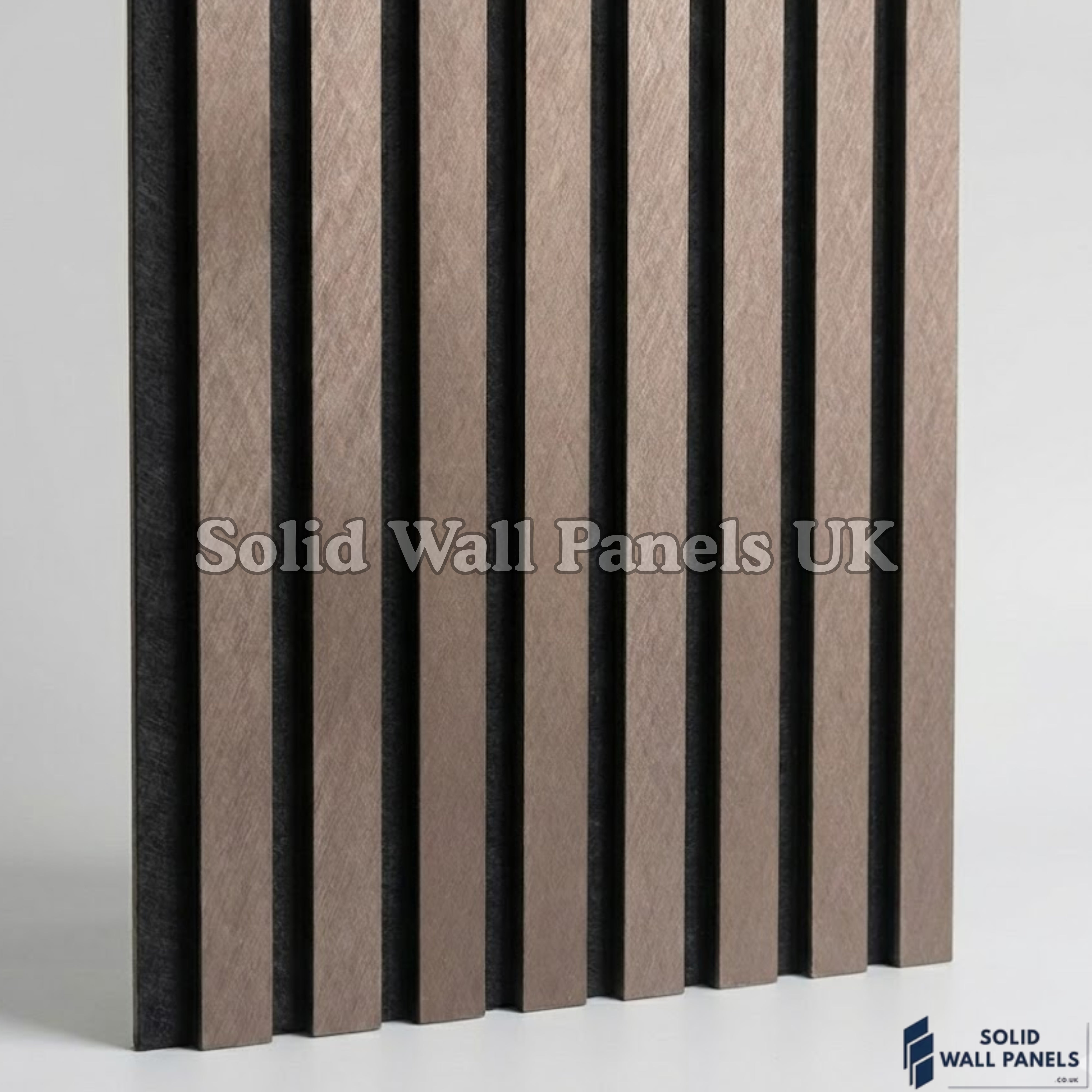 Brushed Metallic Bronze Acoustic Slatted Wall Panel – 240×60 cm | Solid Wall Panels UK